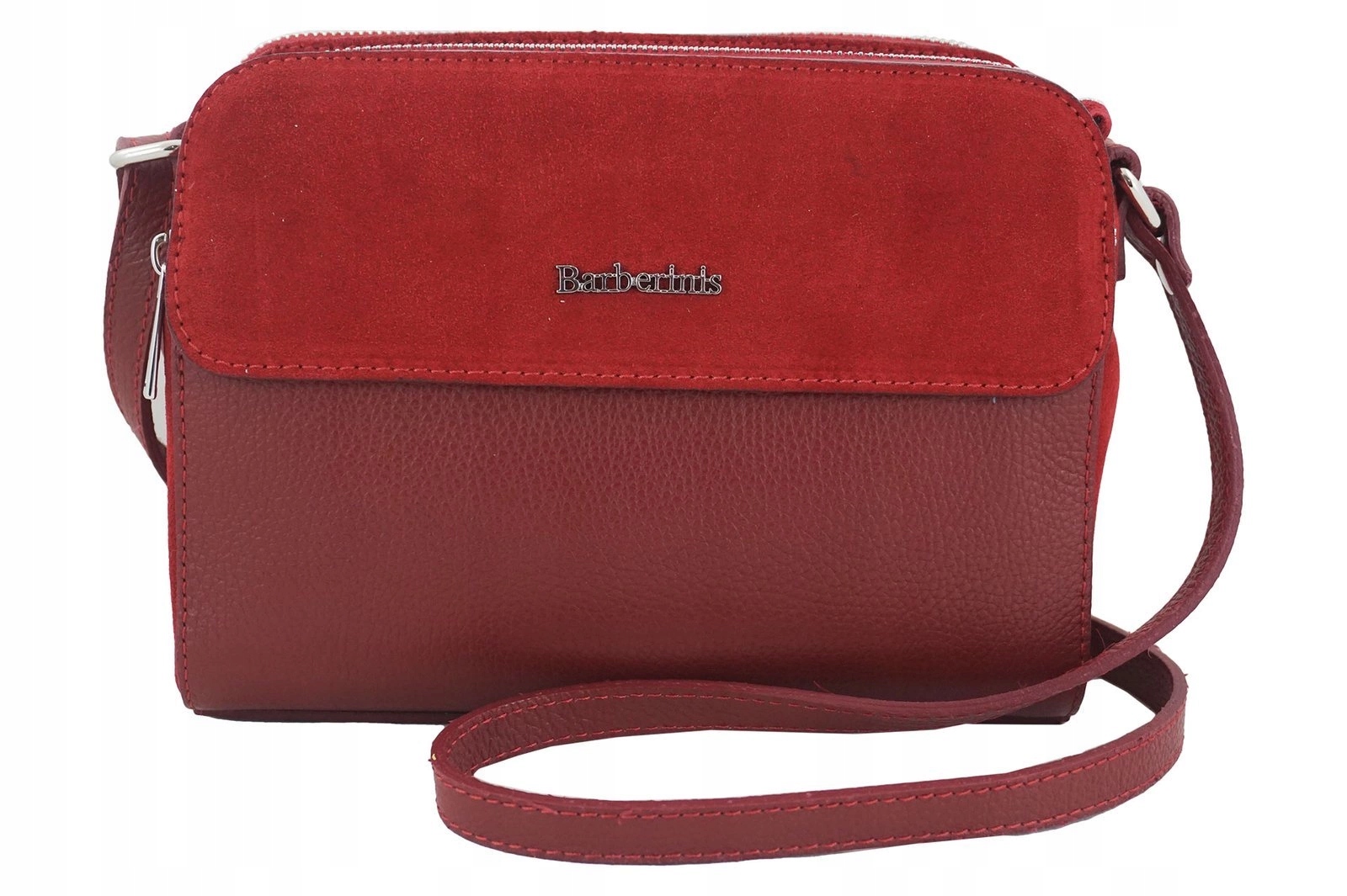 Dámská kožená kabelka přes rameno crossbody červená