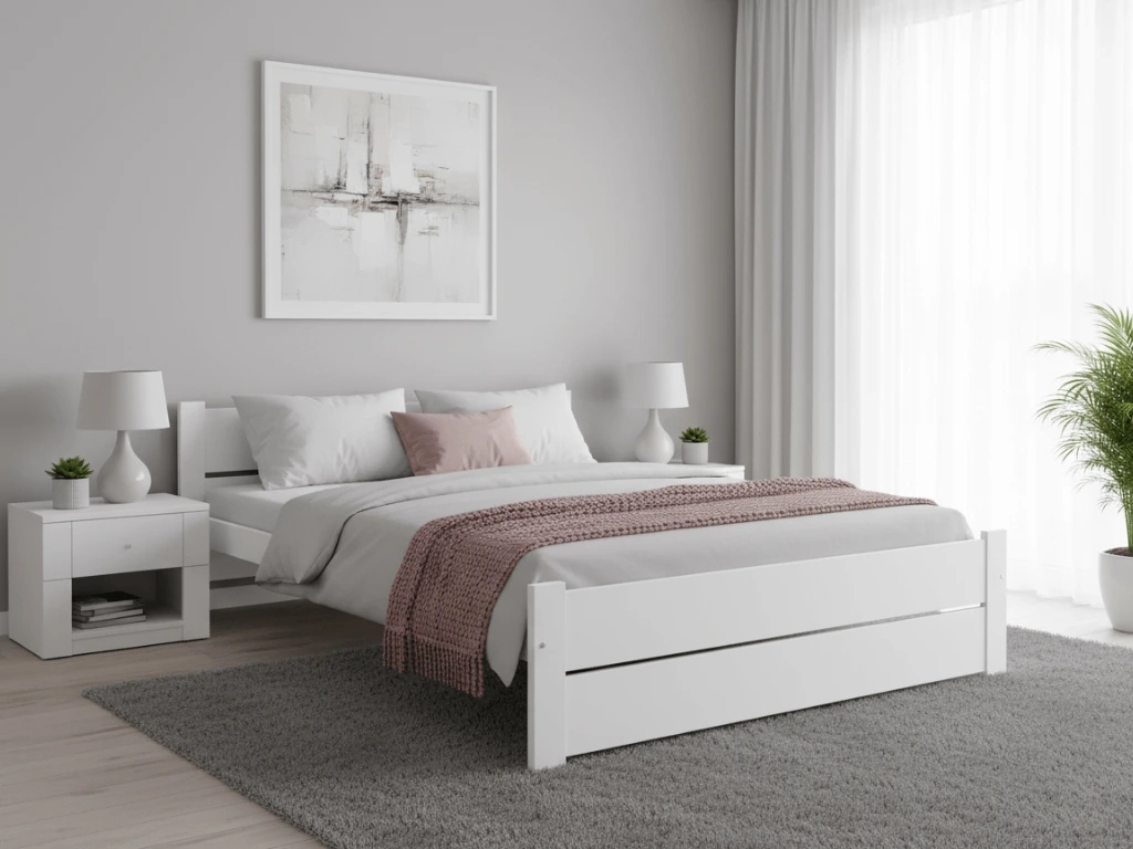 Postel Ikaros Double 140×200 cm, bílá bez roštu, matr. Somnia 18 cm