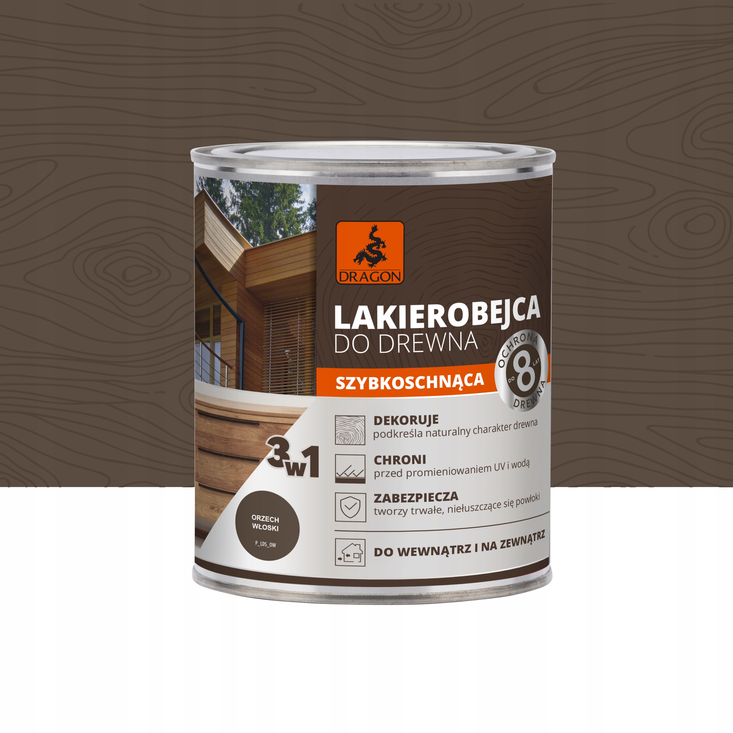 

Lakierobejca do drewna 700ml Orzech Włoski Dragon
