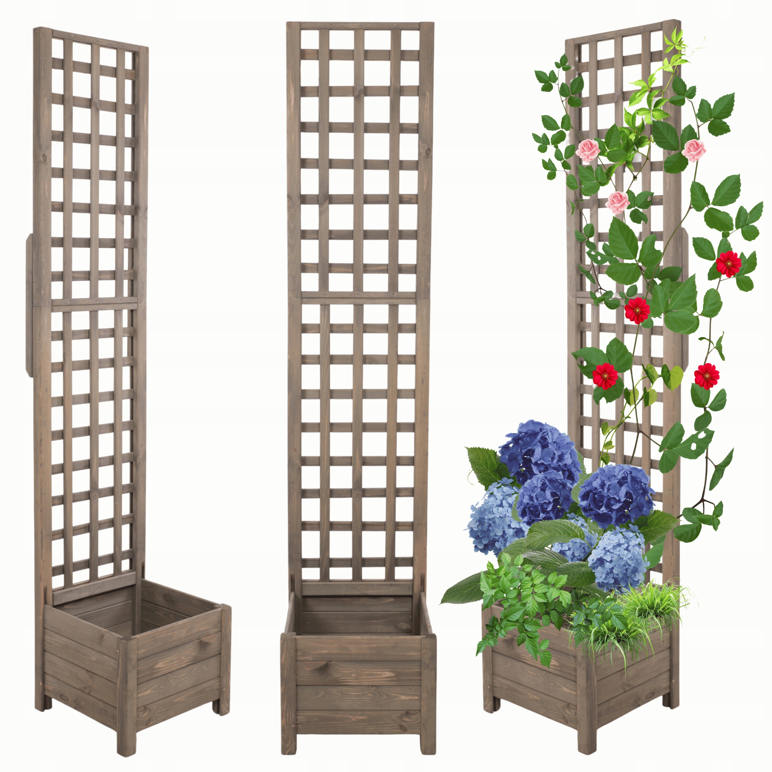 Pergola drewniana wysoka doniczka skrzynka na kwiaty 190x40x40 na nogach