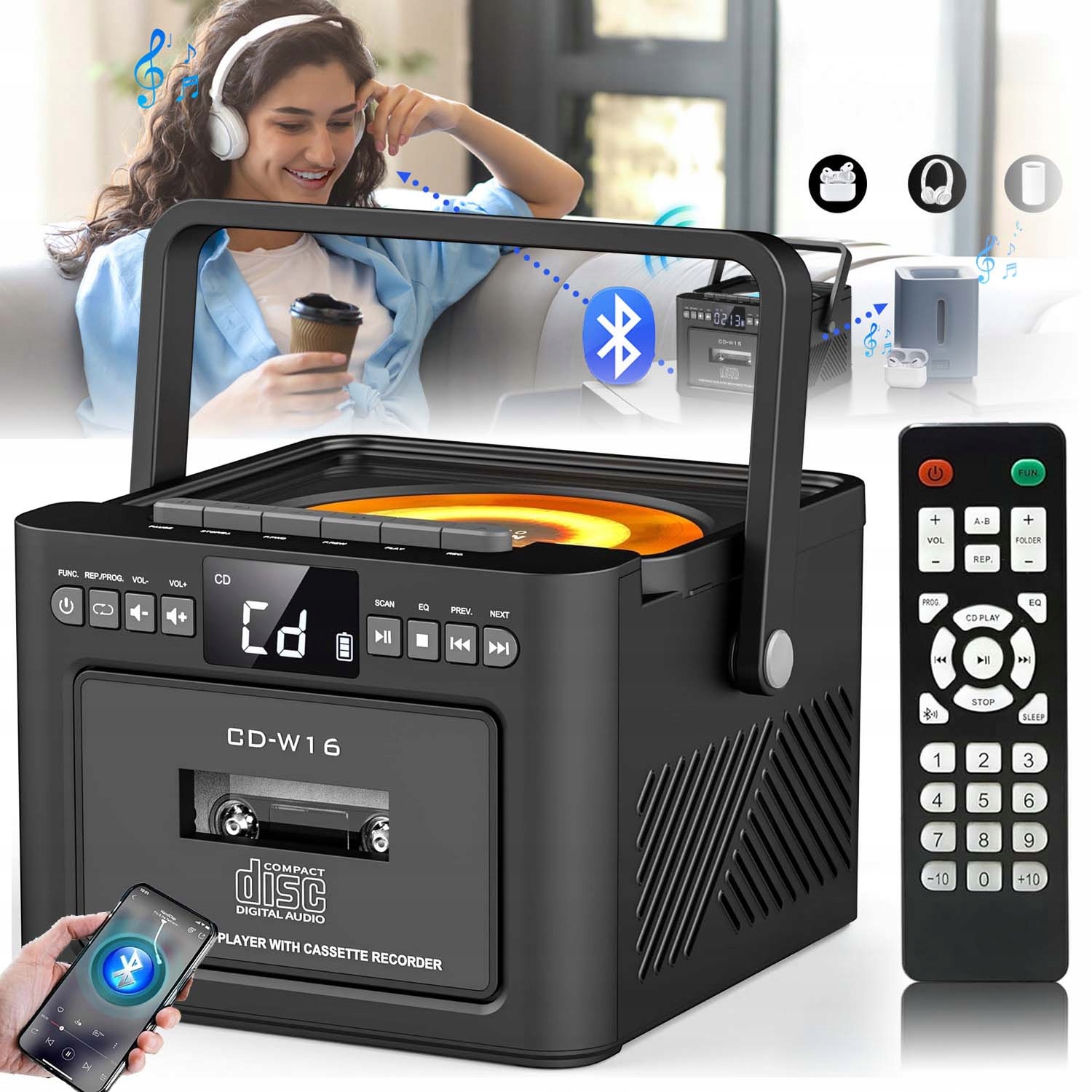 Reproduktor Cd/kasetofon Bluetooth Multifunkční Personalizační Funkce