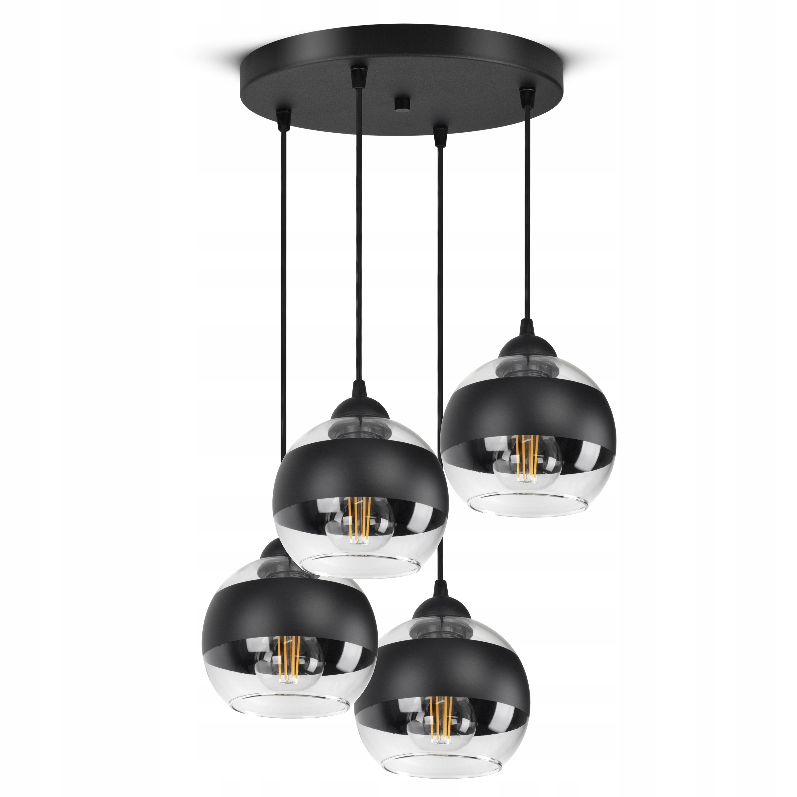 Závěsná stropní lampa Lustr Černá Skleněné Koule Černý Belt EZ4 Led E27