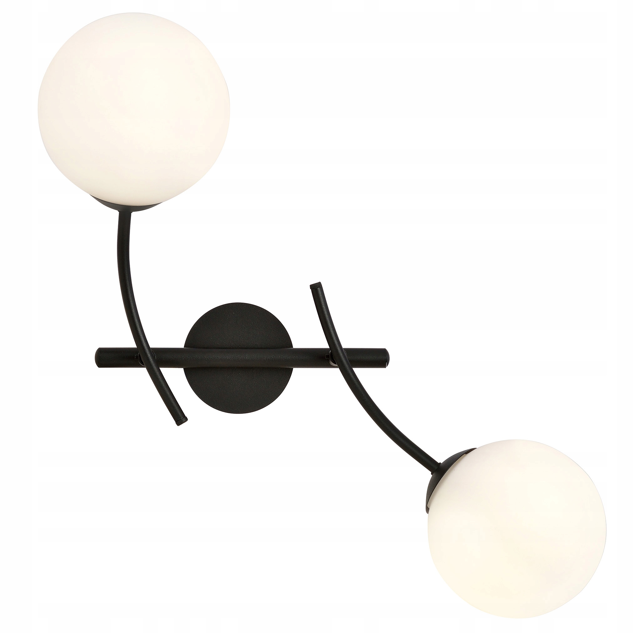 Nástenná nástenná lampa Hunter 2 čierna sklenená biela opál s pohyblivým tienidlom
