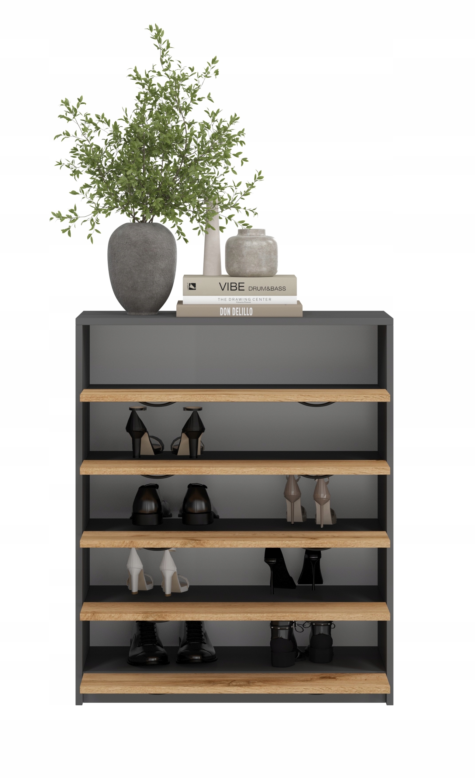 CIPŐSZEKRÉNY, FIÓK 5K ANTRACIT TÖLGY WOTAN Bútormélység 35 cm