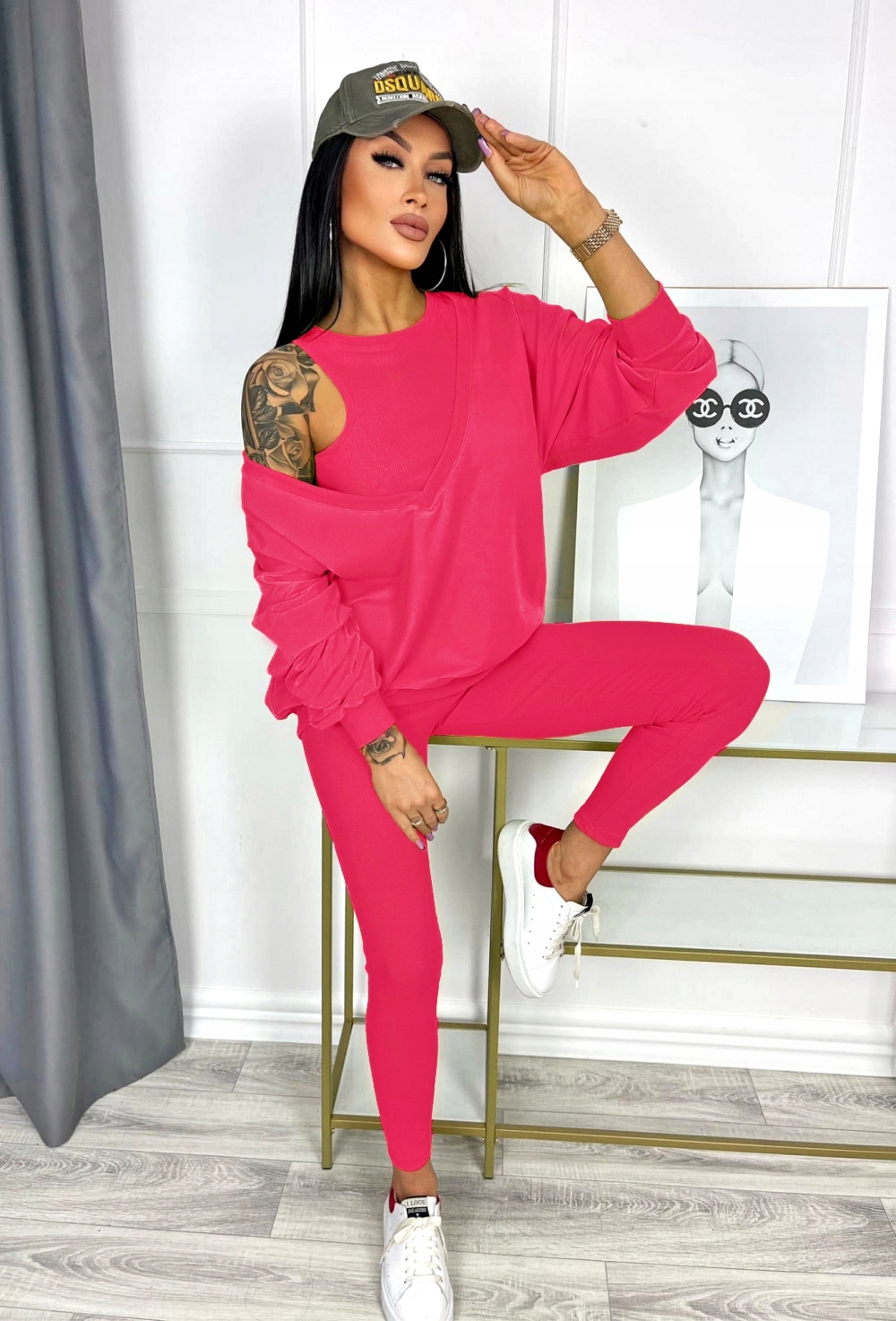 PRĄŻKOWANY ZESTAW 3w1 -Super Fit- FUKSJA -SM Rozmiar uniwersalny