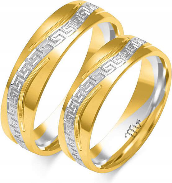 Zlatý snubní prsten s řeckým vzorem 585, 8 9 10, klasický model gravírování 14kt