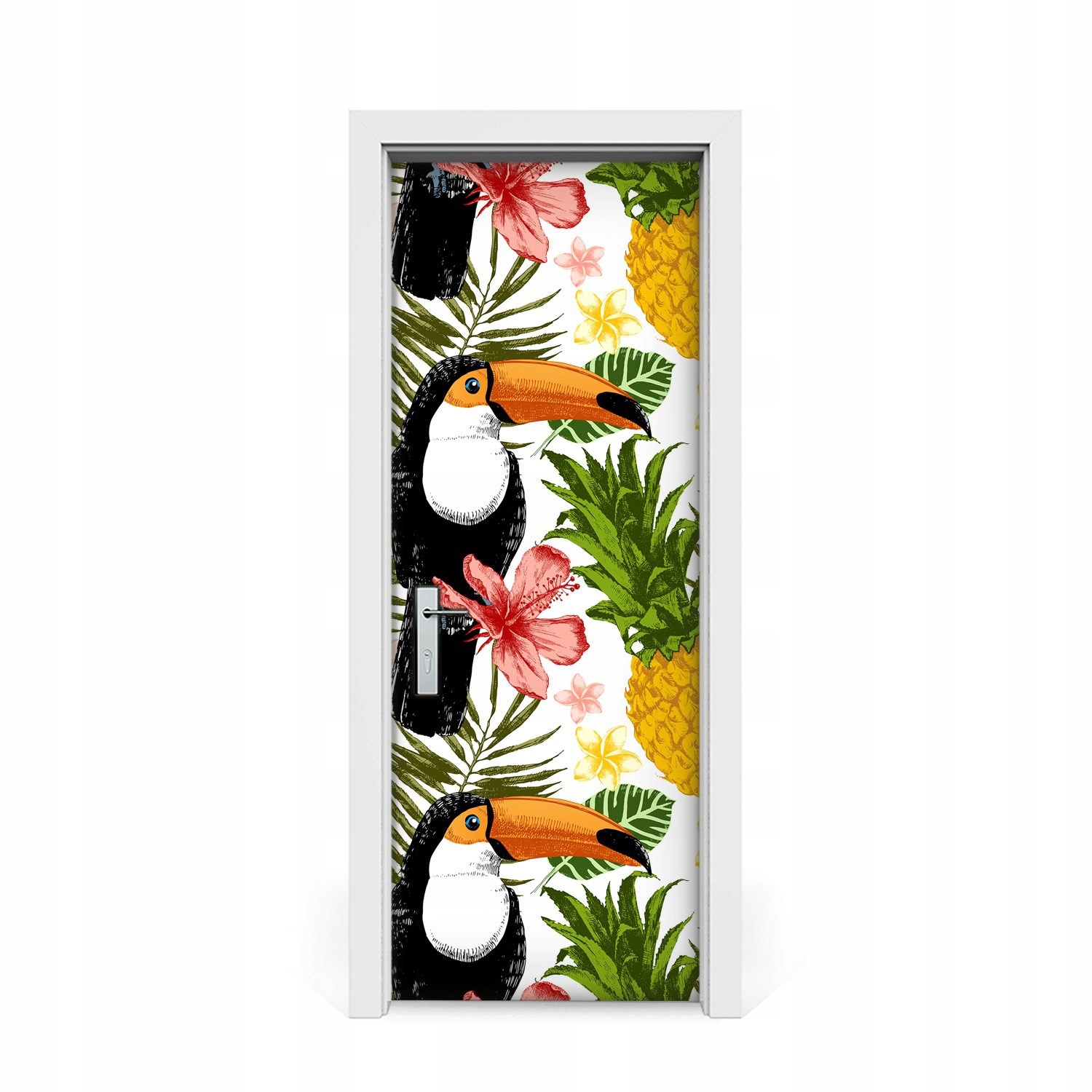 

Naklejka na drzwi okleina Tukan i Ananas 75x205