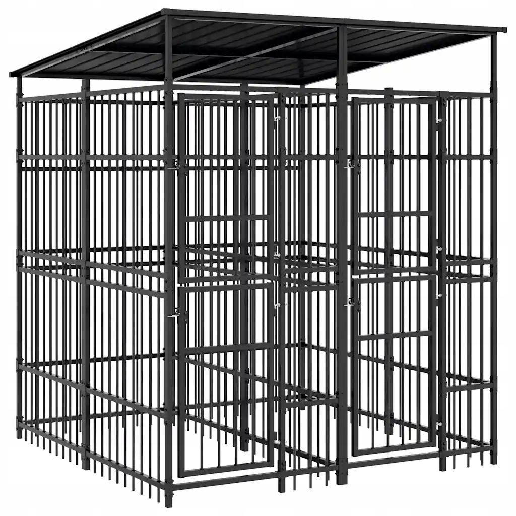 Levně Kotec pro psa 199x200x228 černá ocel