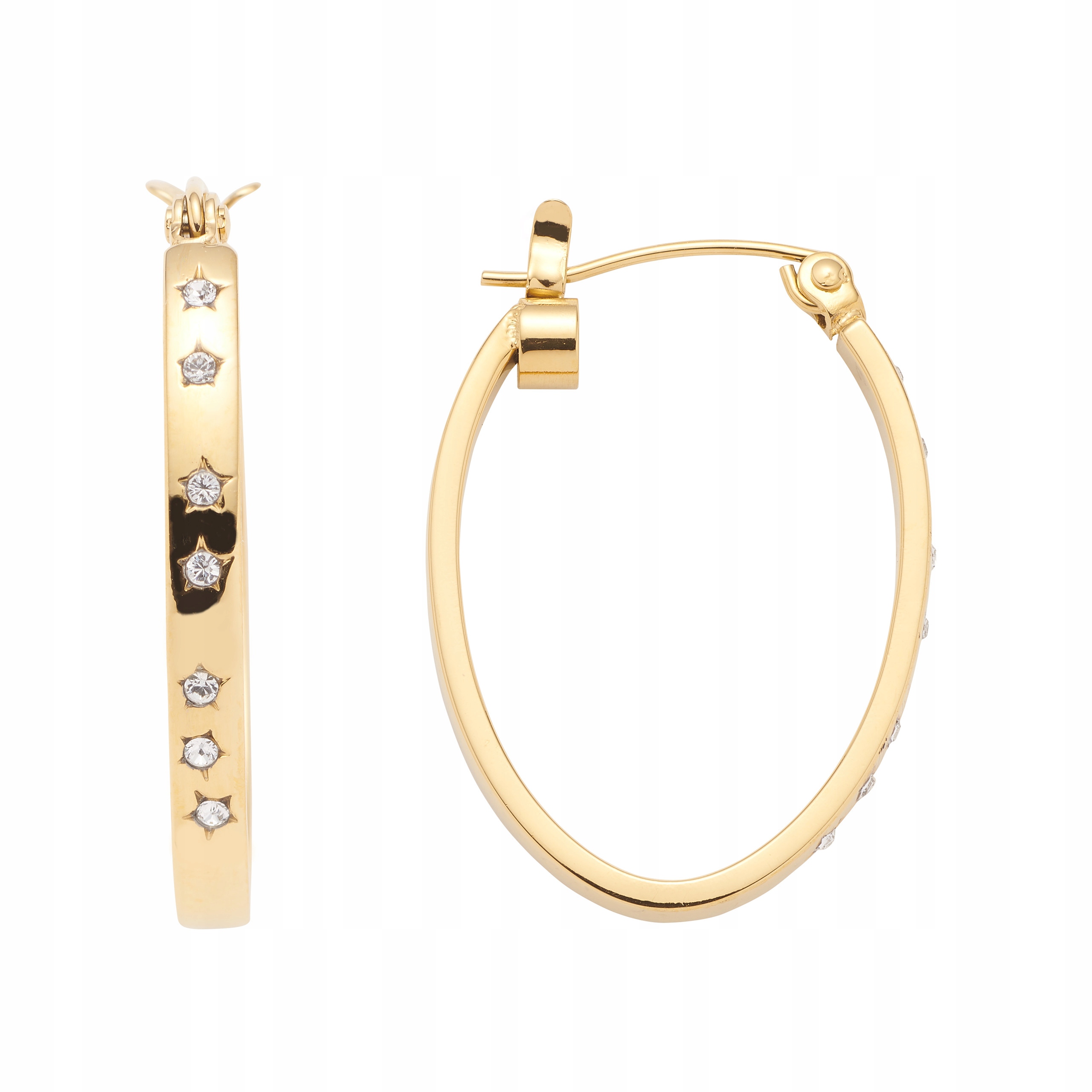 Zlaté Náušnice Hvězdičky Motiv s krystaly Ocel Kola Magnetické zapínání