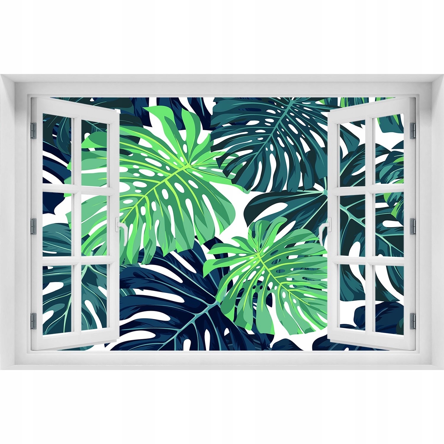 

3D Okno Naklejka na ścianę Tropikalne liście