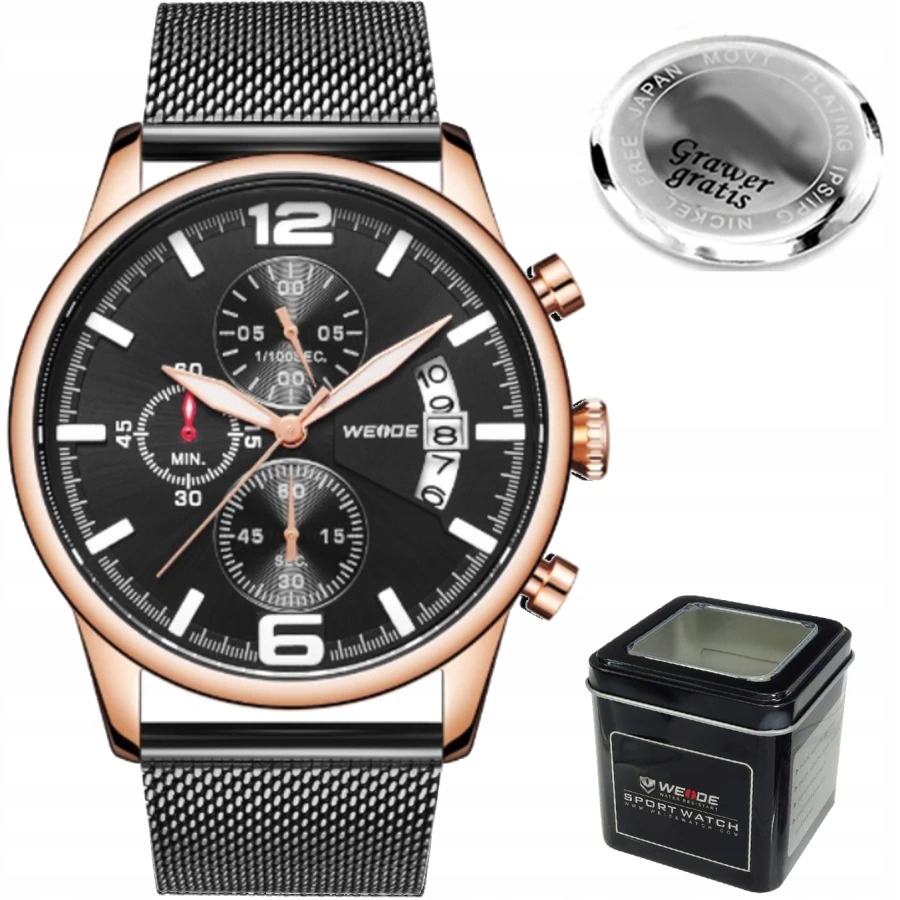 Pánské hodinky Weide WD011 Chronograf Gravírování Box