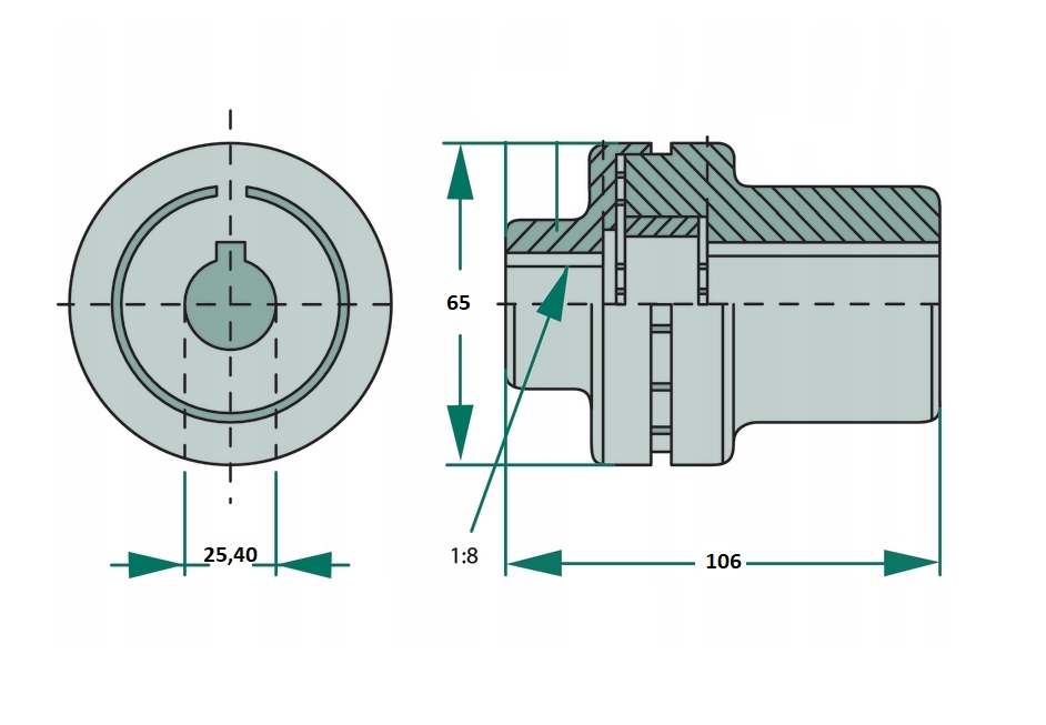 sprzęgło pompa GR2 - silnik spalinowy wałek 25 mm. Producent części inny