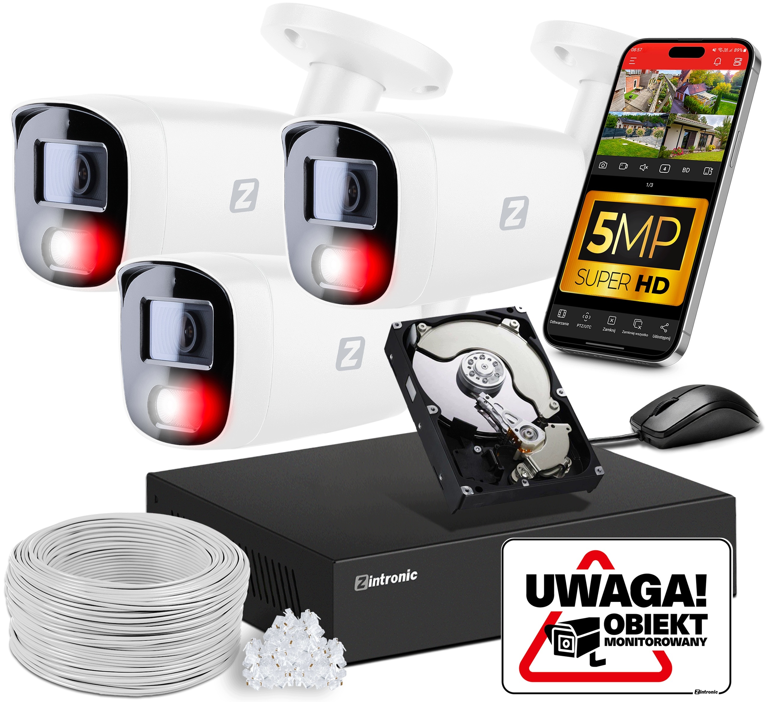 Sada Kamier Na Monitorovanie 5MPX Ip Poe 3 Kamery 1TB Audio Detekcia Ľudí