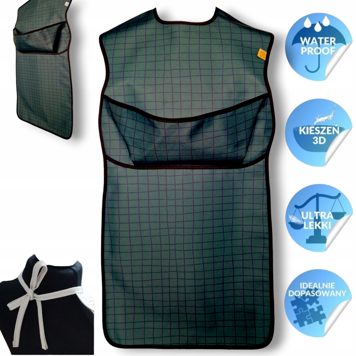 fartuch ochronny dla dorosłych z przedłużeniem na nogi wodoodporny kieszeń