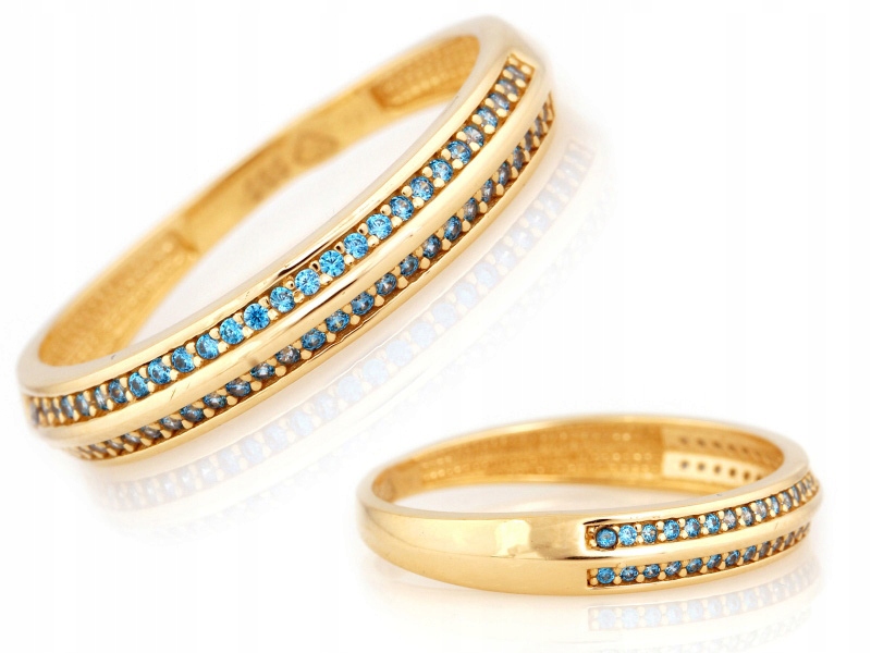 Zlatý prstýnek 585 s modrými zirkony 1,5, jedinečný vzor dárek