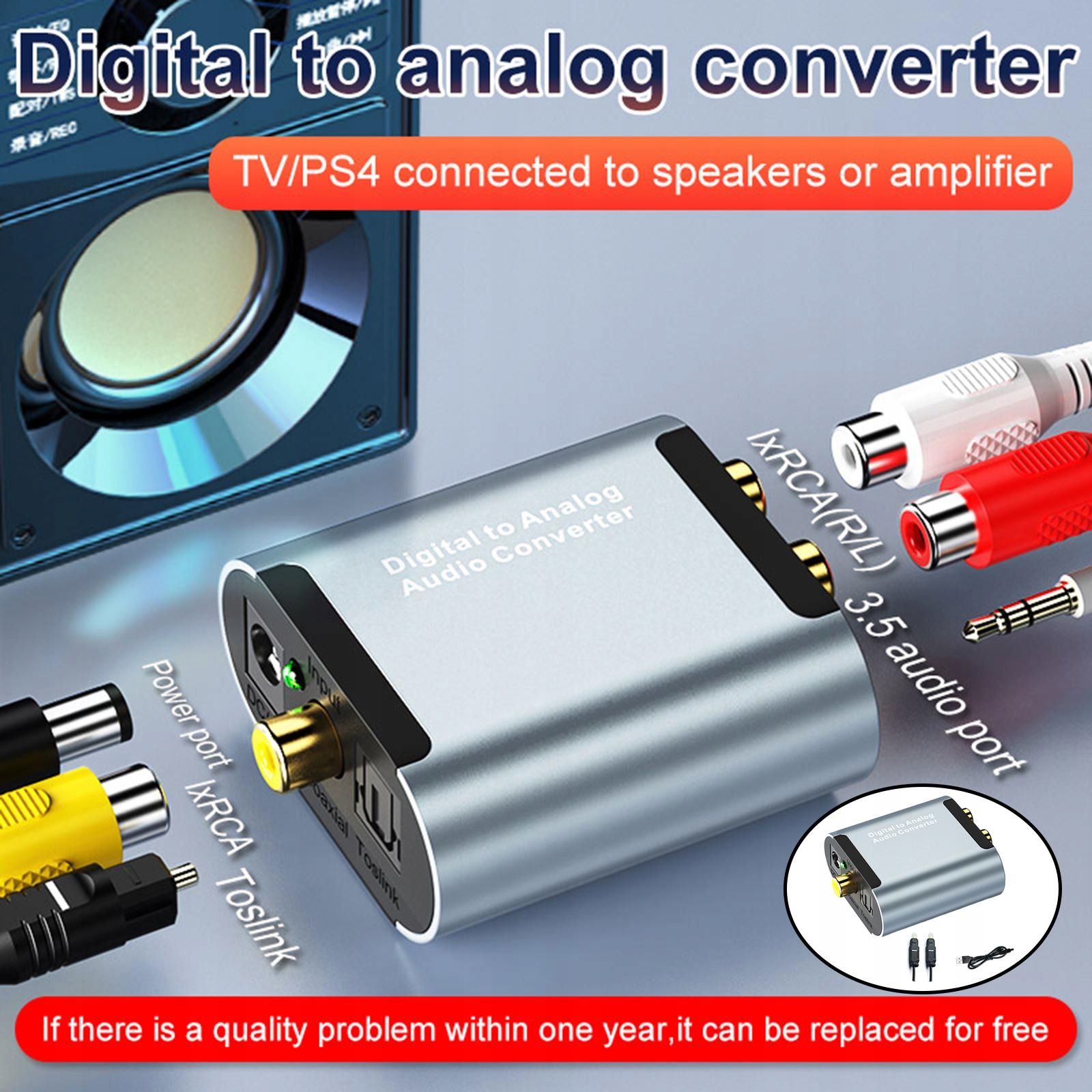 DAC Digital Optical to Analog with Optical cable Kod producenta Elodio-77027598