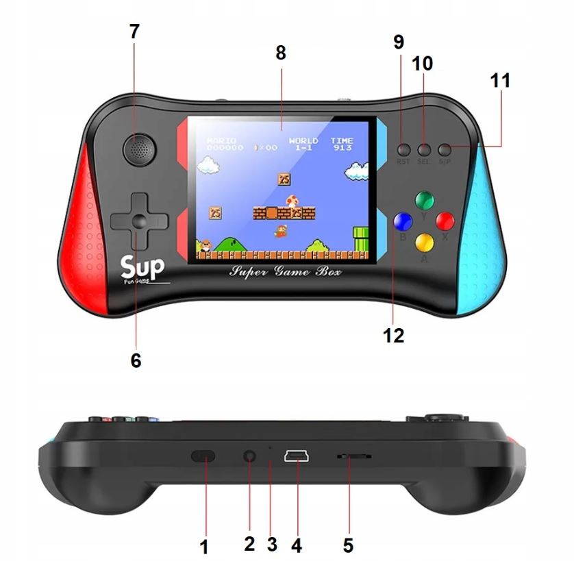 GRA TELEWIZYJNA KONSOLA PRZENOŚNA DO GIER RETRO 500 GIER + PAD DO GRY WE 2 Stan opakowania oryginalne