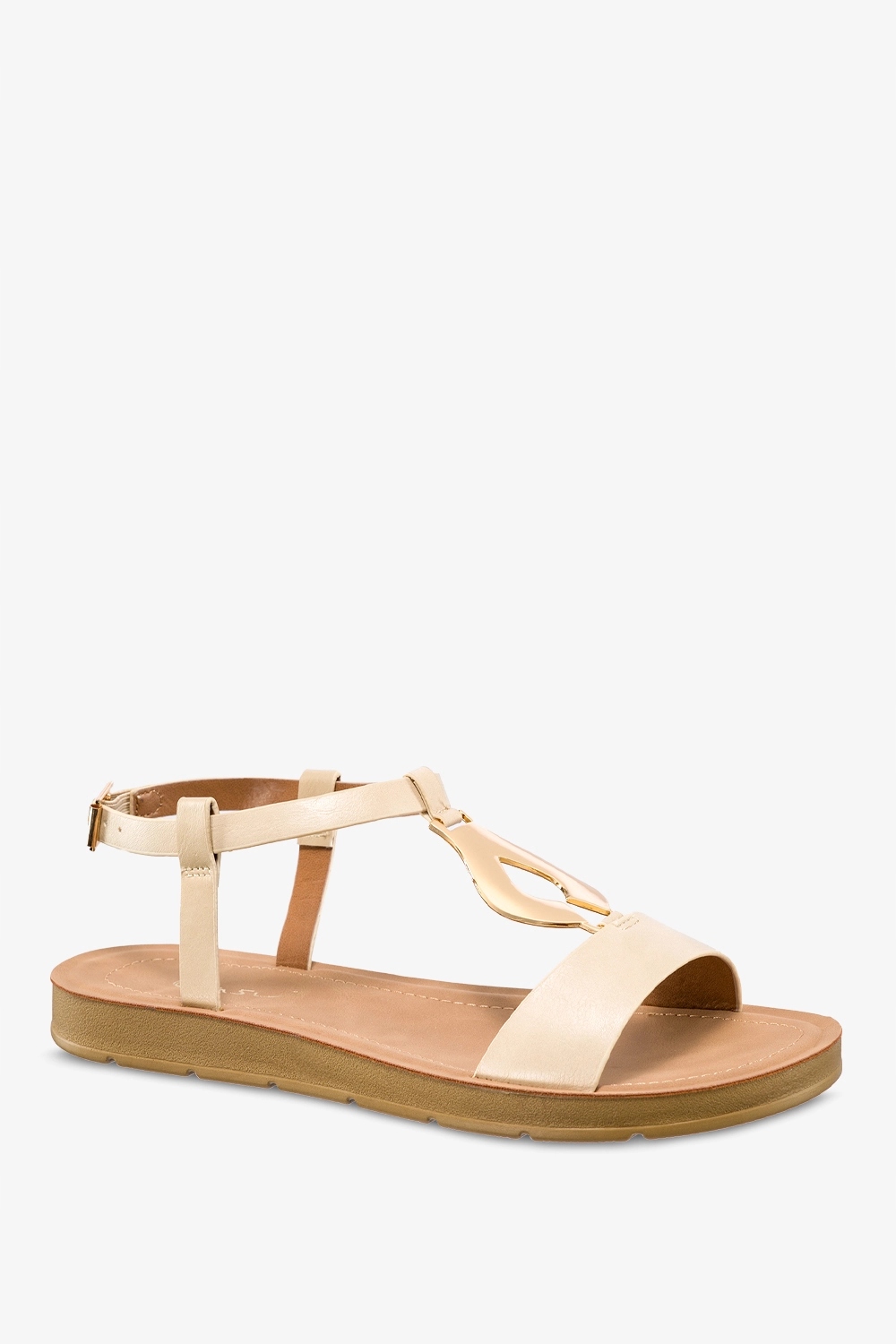 SANDAŁY DAMSKIE PŁASKA PODESZWA MODNA OZDOBA OBUWIE NA LATO BEŻOWE r 39 Stan opakowania oryginalne