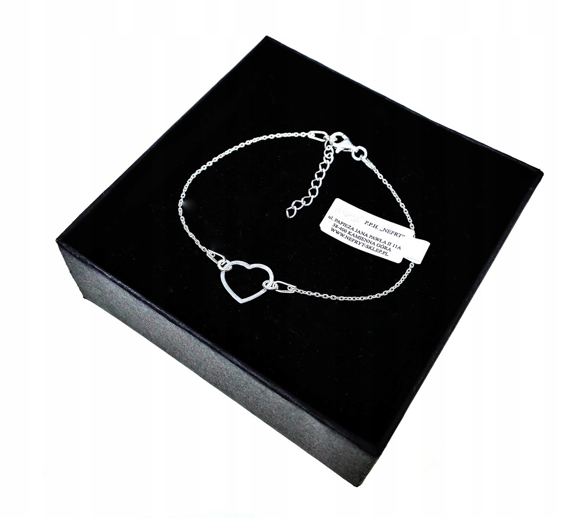 

Bransoletka srebrna celebrytka serce