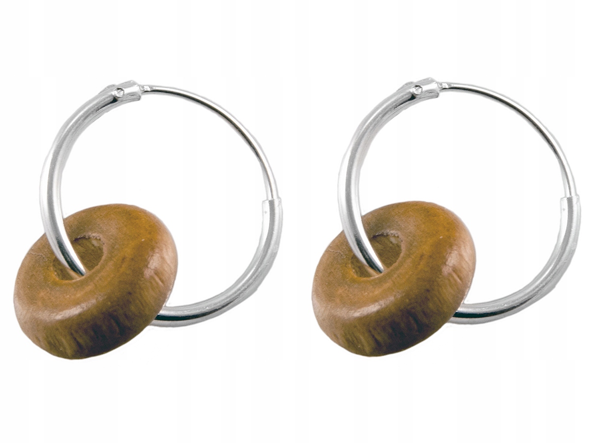 

Versil kolczyki koła 14 mm drewno Srebro 925