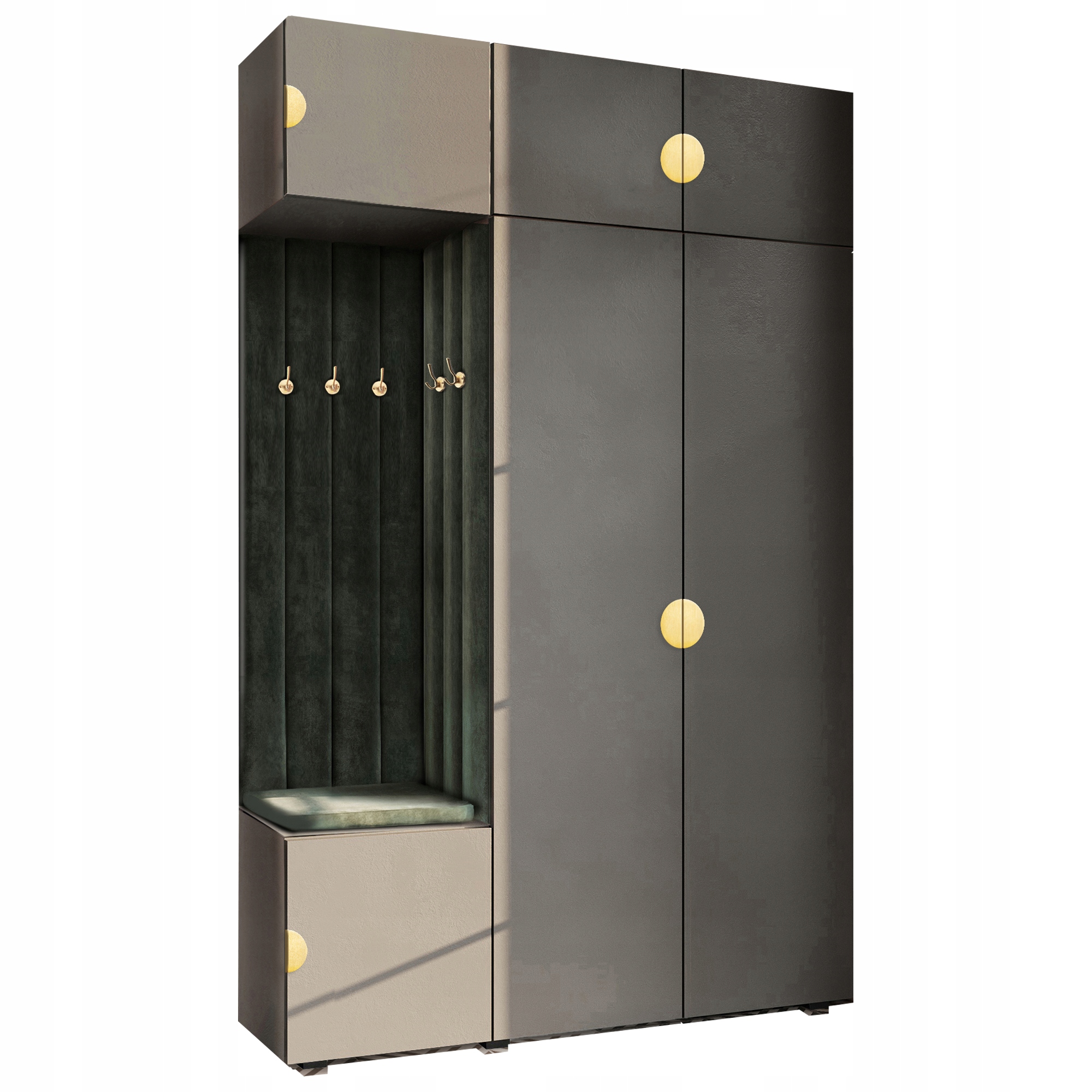 Šatní Skříň Do Předsíně Sedák Nadstavba Panely Šedá Zlatá Moon 39