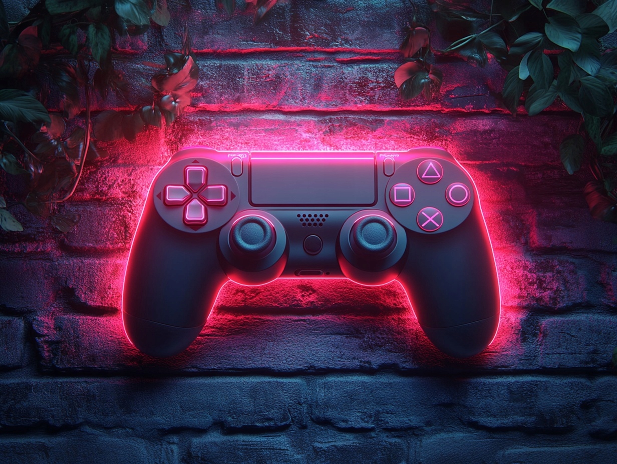 Obraz Na Plátně Canvas Pad Kontroler Gaming Game Konzola Neon Cihla 100x75
