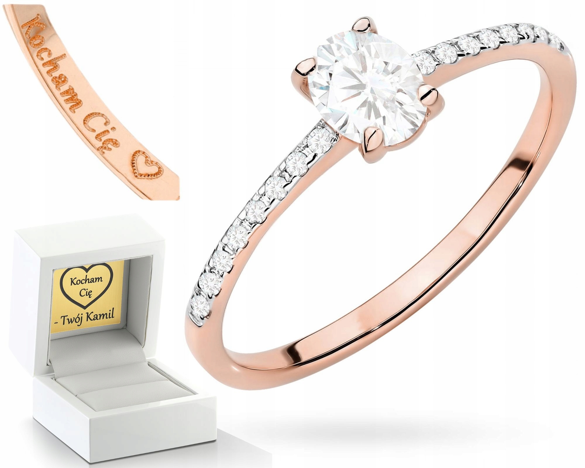 Prstýnek Zlato Zlatý Zásnubní Prsteny S Diamanty, Gravírování 585, Dárek