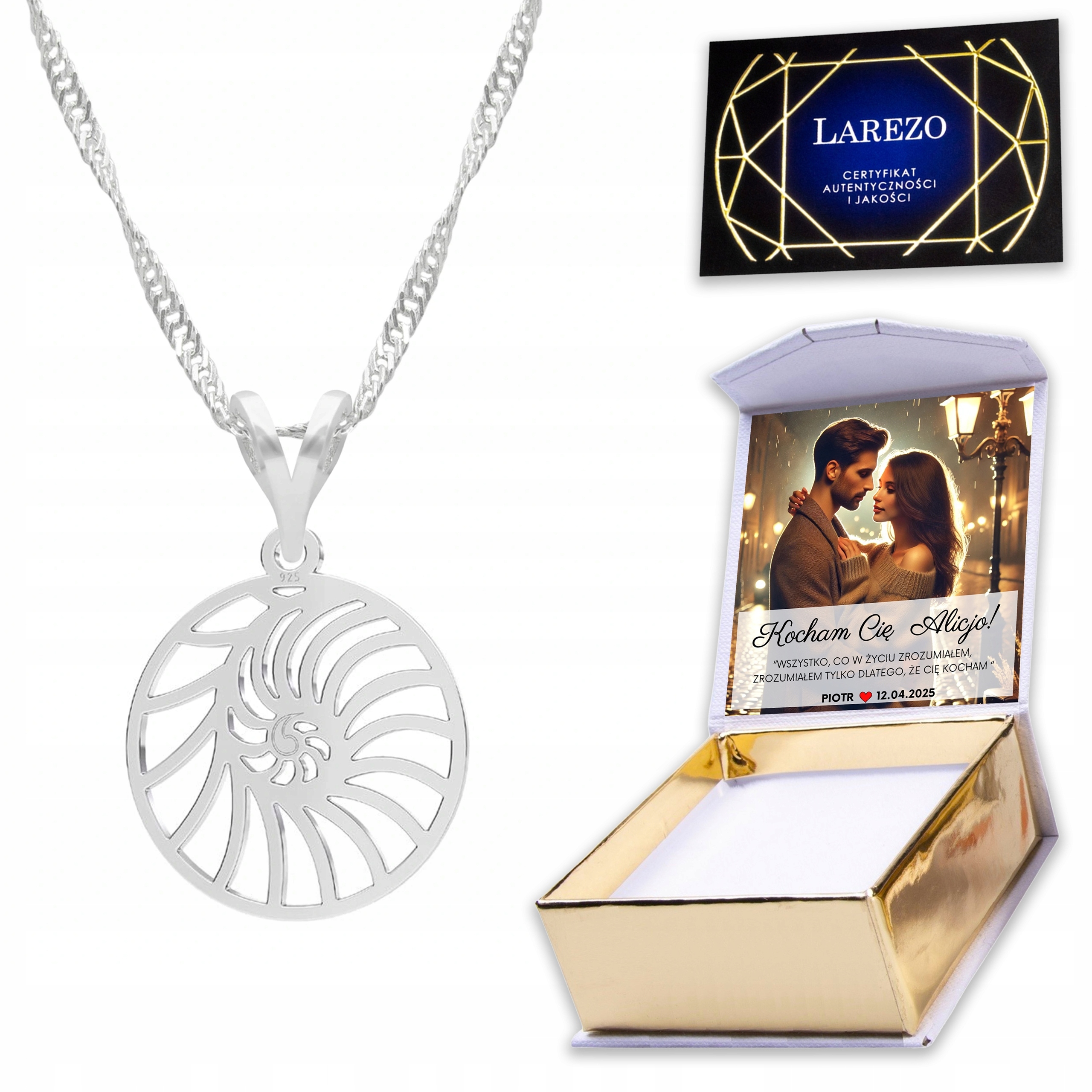 Stříbrný náhrdelník 925 s mušličkou Příroda Oceán Moře mušle Potisk