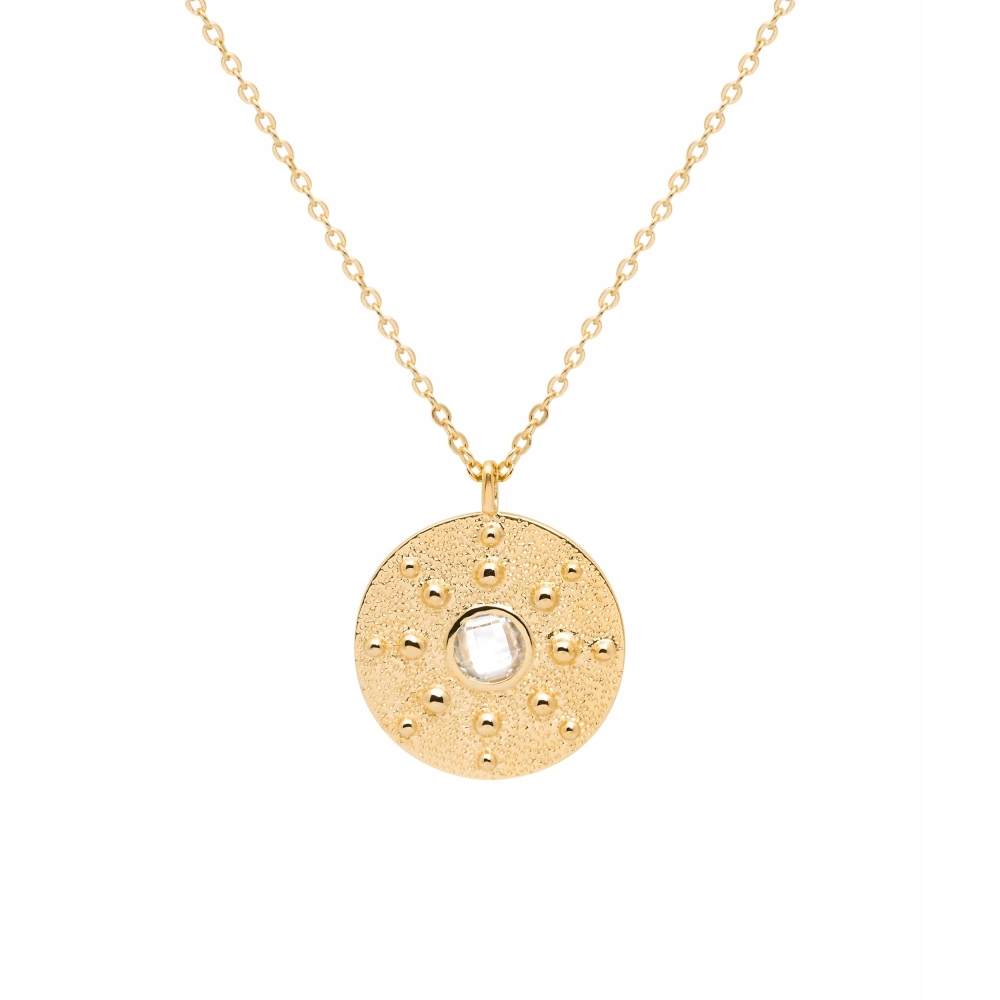 Naszyjnik pozłacany Ania Kruk złoty medalion cyrkonia vintage srebro 925