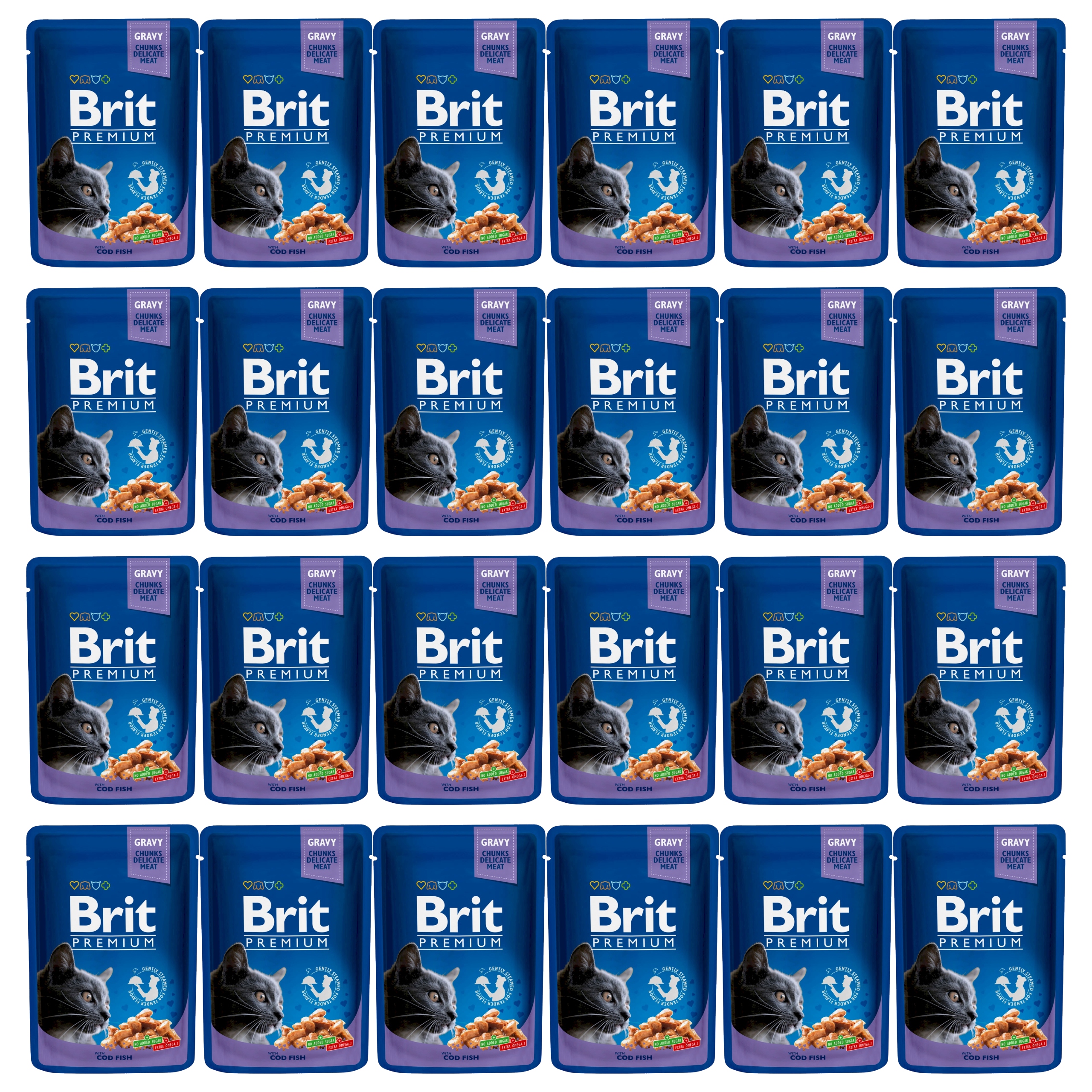 Brit Premium Cat Pouches krmivo pro kočky příčesek ryba 24 x 100 g