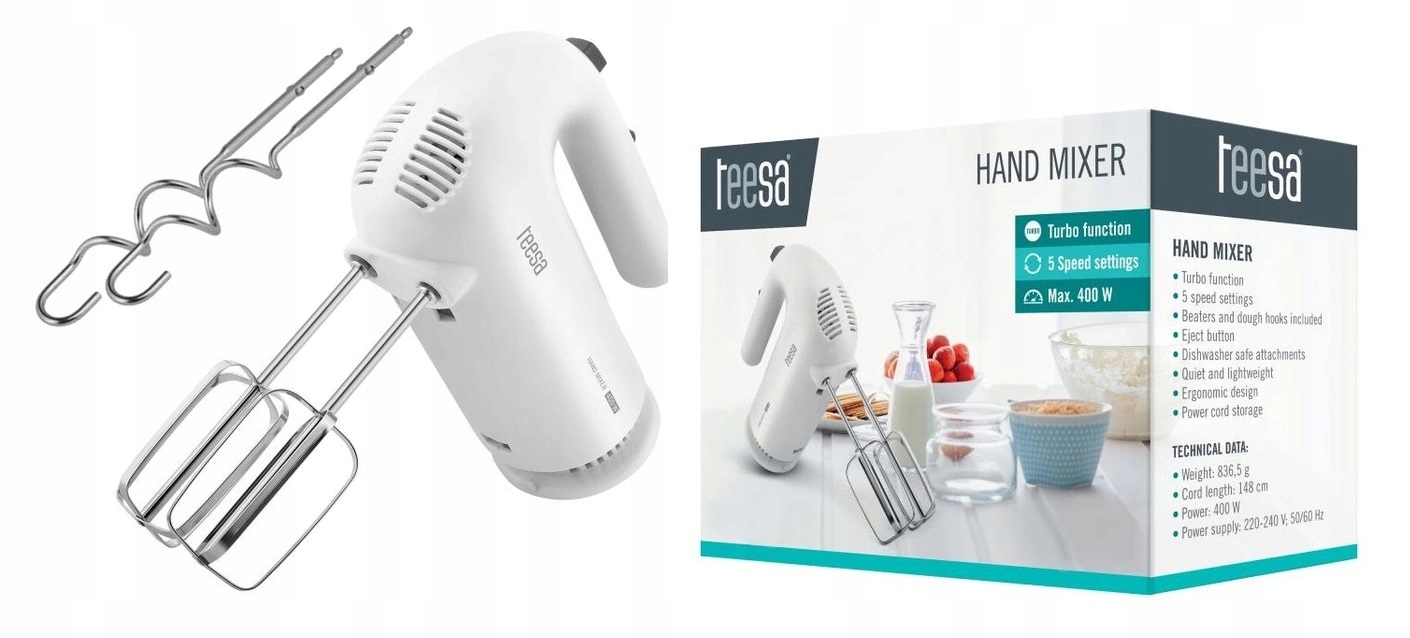 

Mikser Ręczny Turbo 400W 5 Prędkości TSA3536