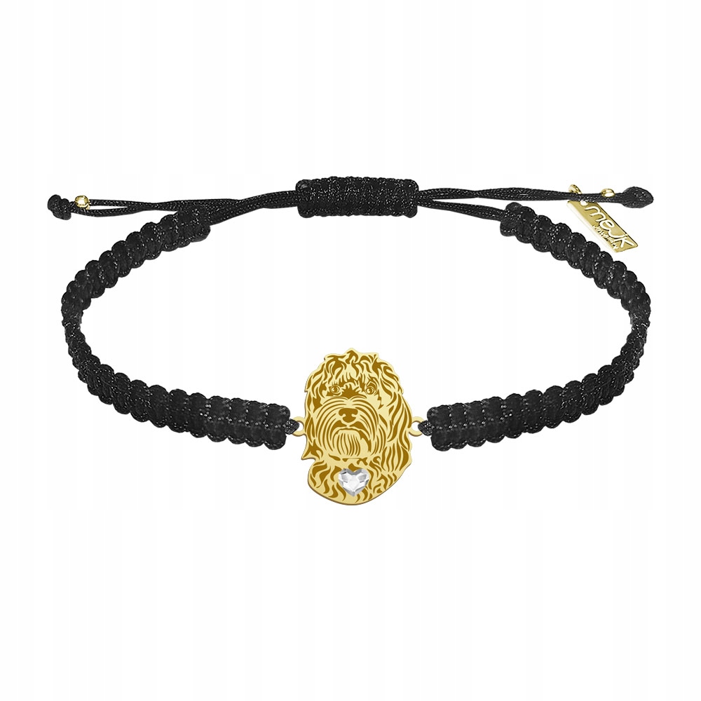 Zlatý náramek Labradoodle 925 Dárek Šperky Žena Makramé Gravírování