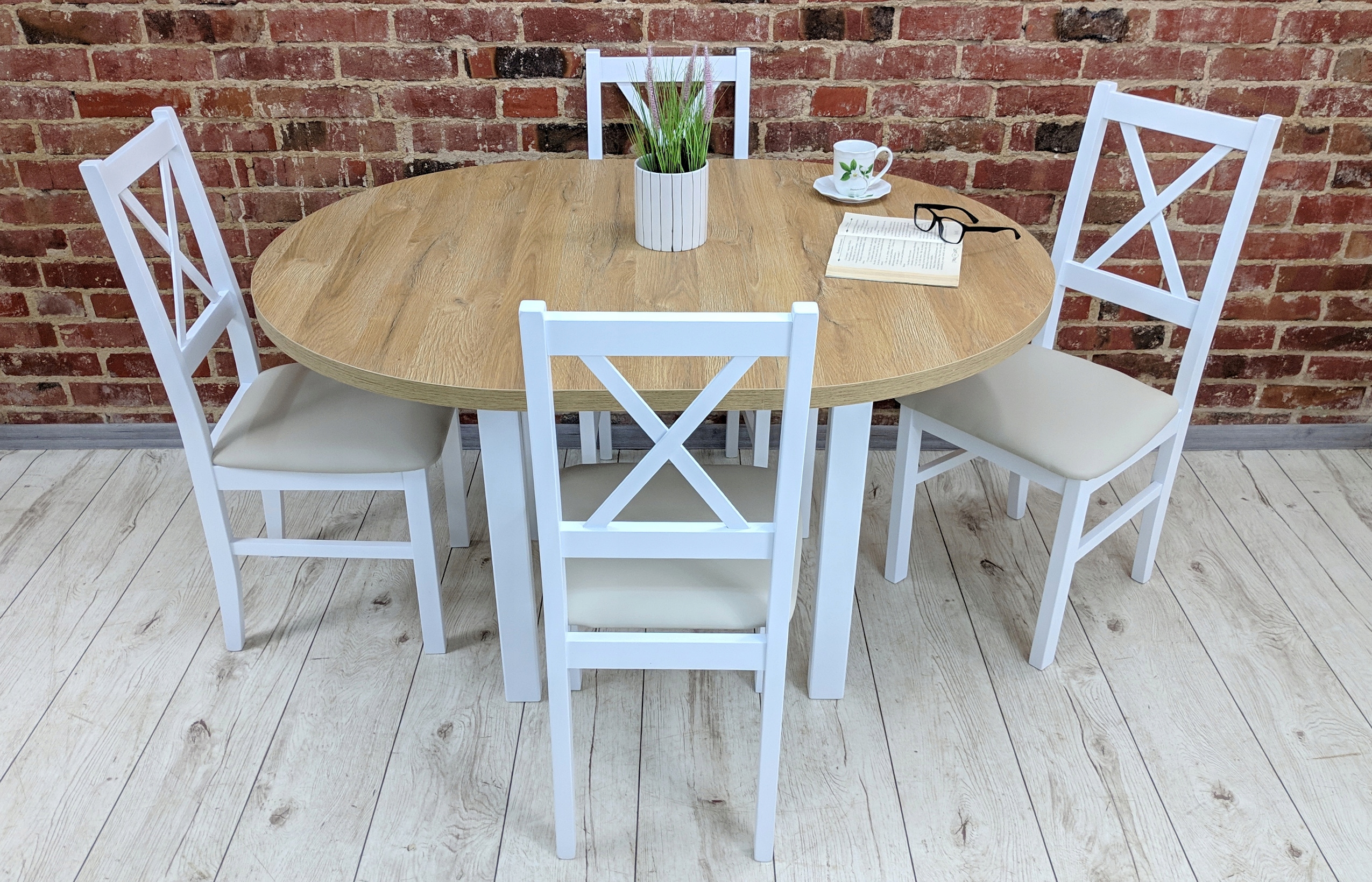 Stół okrągły 100 rozkładany 130 + 4 krzesła KOLORY Marka RIBES