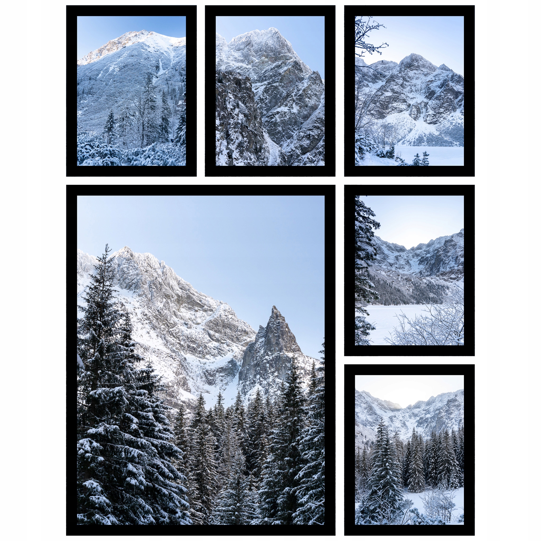 Sada plakátů 6 Ks fotografií do obývacího pokoje komplet krajina zima hory tatry