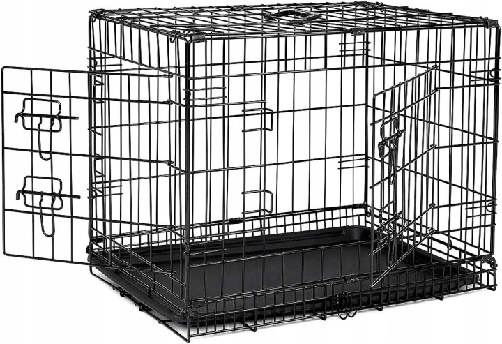 Transporter Dla Psa Lionto Czarna Metalowa Klatka 61 X 44 X 51 CM