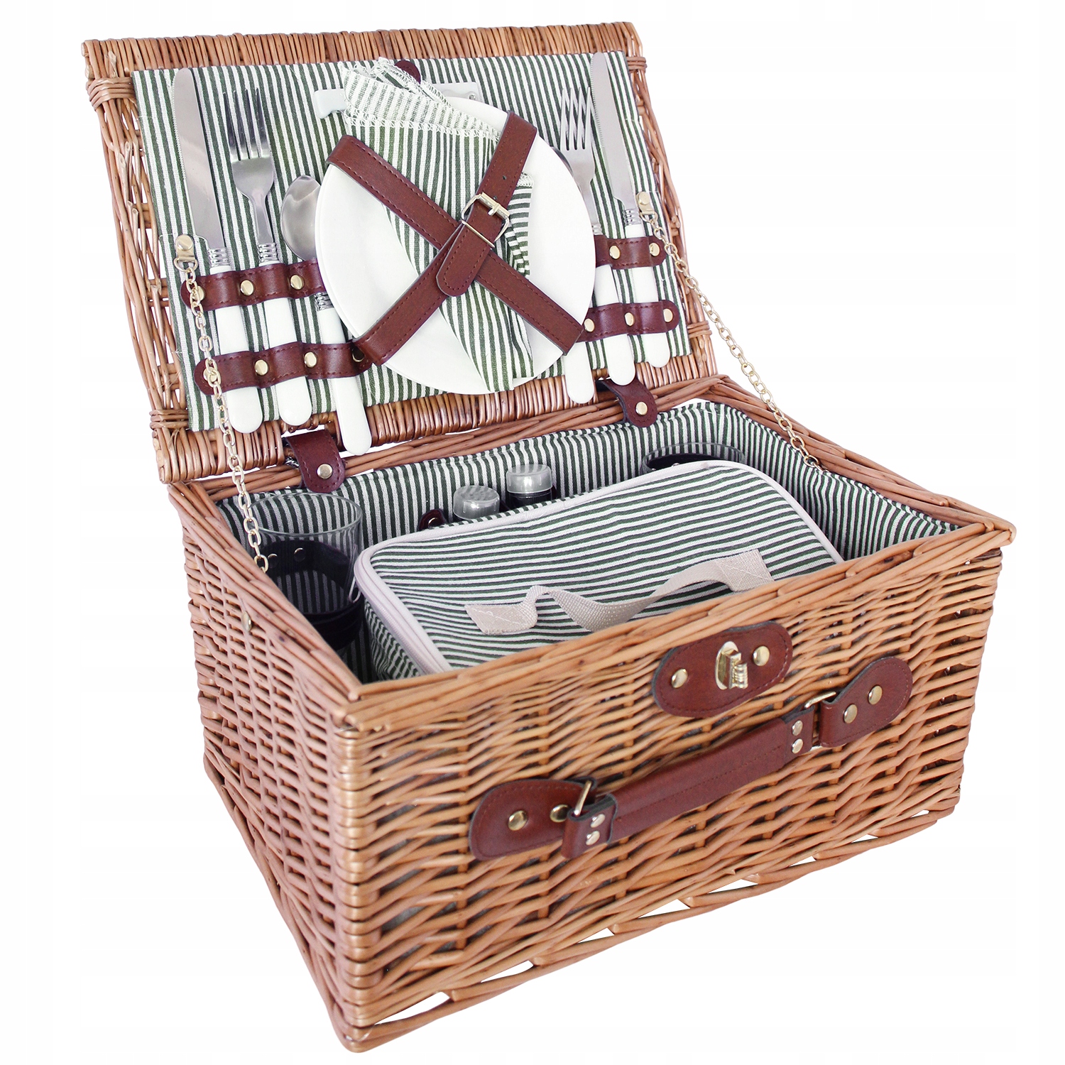 Piknikový Koš Pro 2 Osoby, proutěný, s příslušenstvím, příbory, talíře, dárek