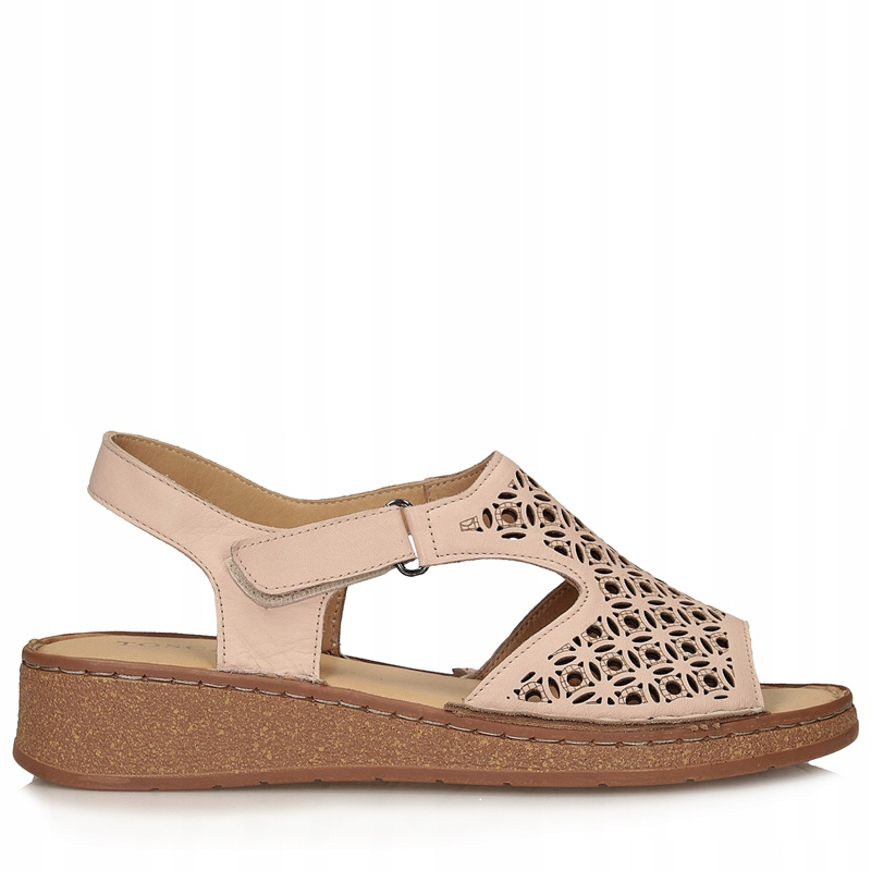 Růžové pohodlné lehké sandály Toscanio Gm 14603 kožené na suchý zip 40