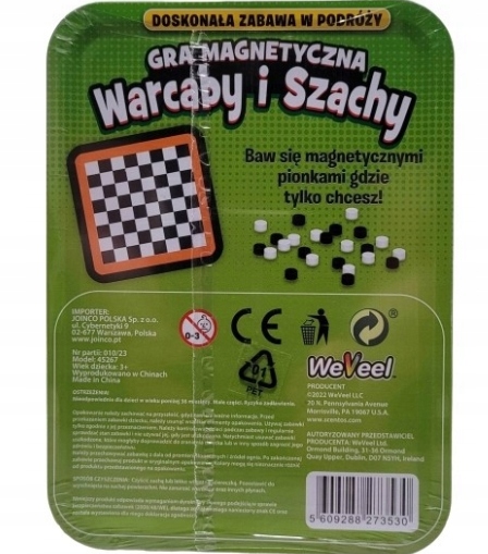 WEVEEL GRA MAGNETYCZNA METALOWA PODRÓŻNA WARCABY I SZACHY ZABAWKA LOGICZNA EAN (GTIN) 5609288286714
