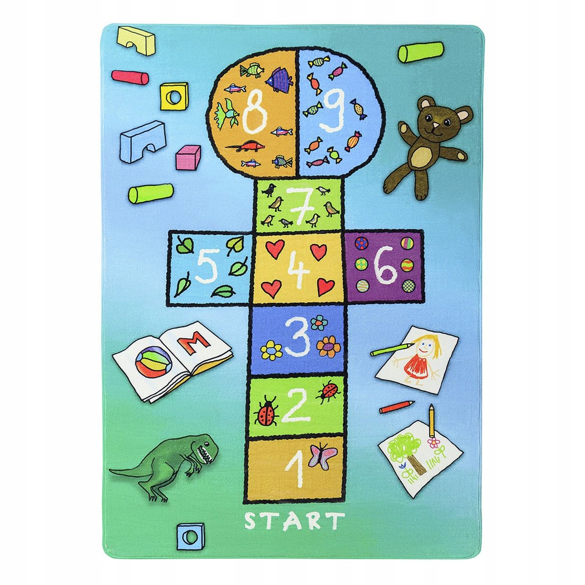 140x200 Protišmykový kusový koberec Skákací panák modrý