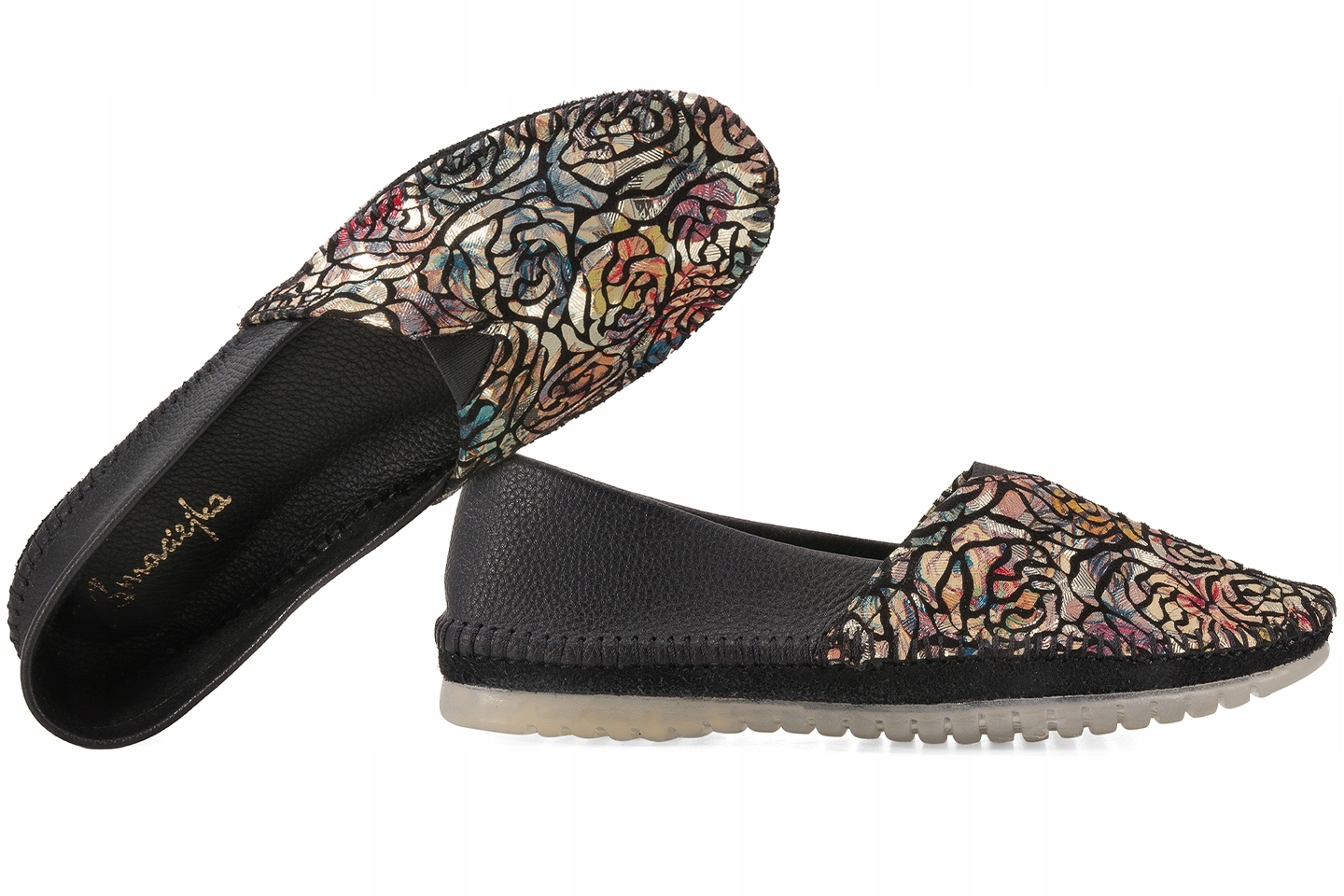 Maciejka 01930B-01 Mokasíny Dámské Polobotky Balerínky květiny