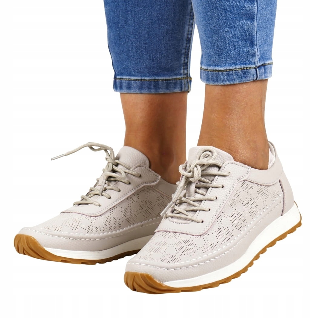 Dámské Tenisky Boty Kožené Šedé Coffe Měkké Pohodlné 40