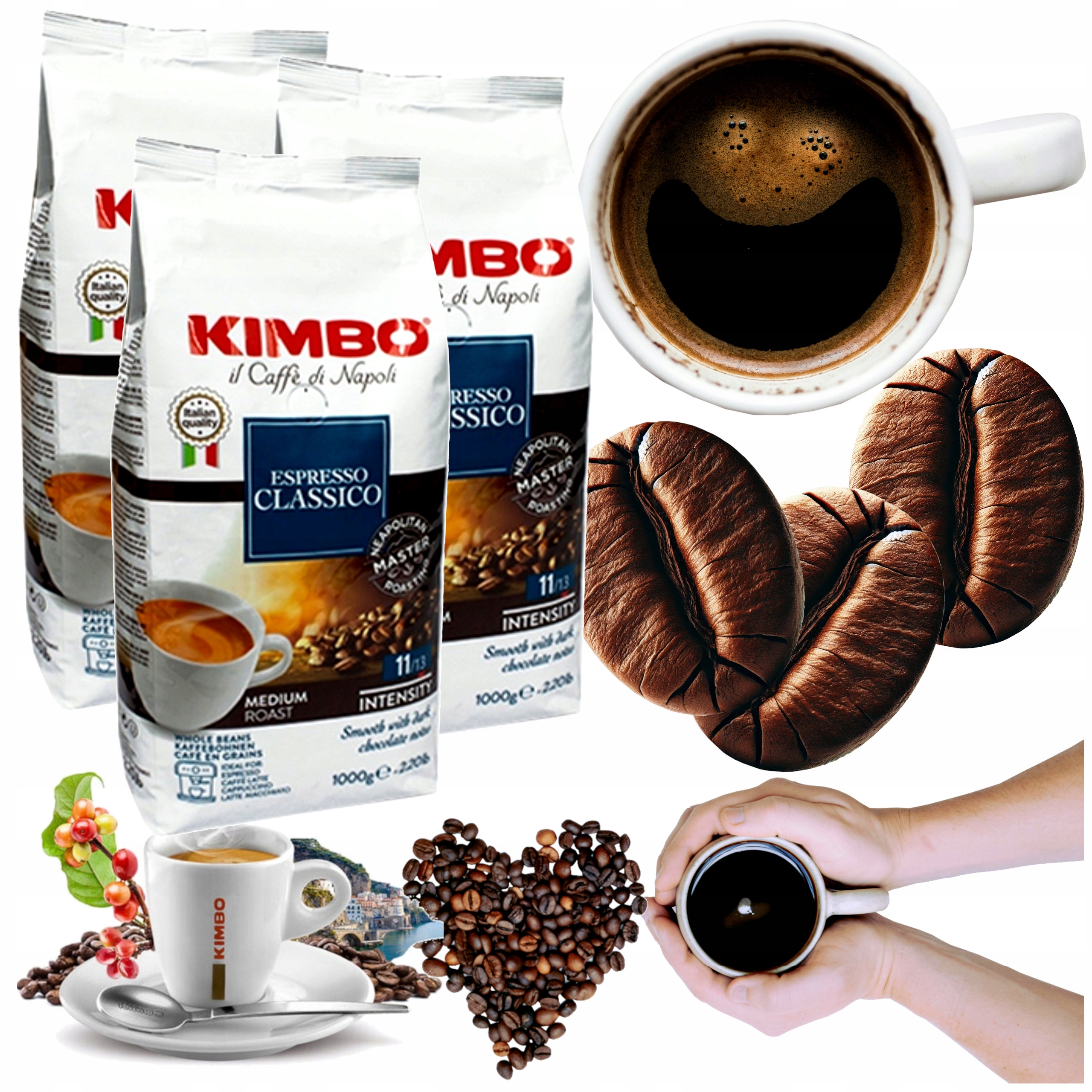 Kawa ziarnista 1kg x3 op. Kimbo Espresso Classico mieszana Arabica Robusta