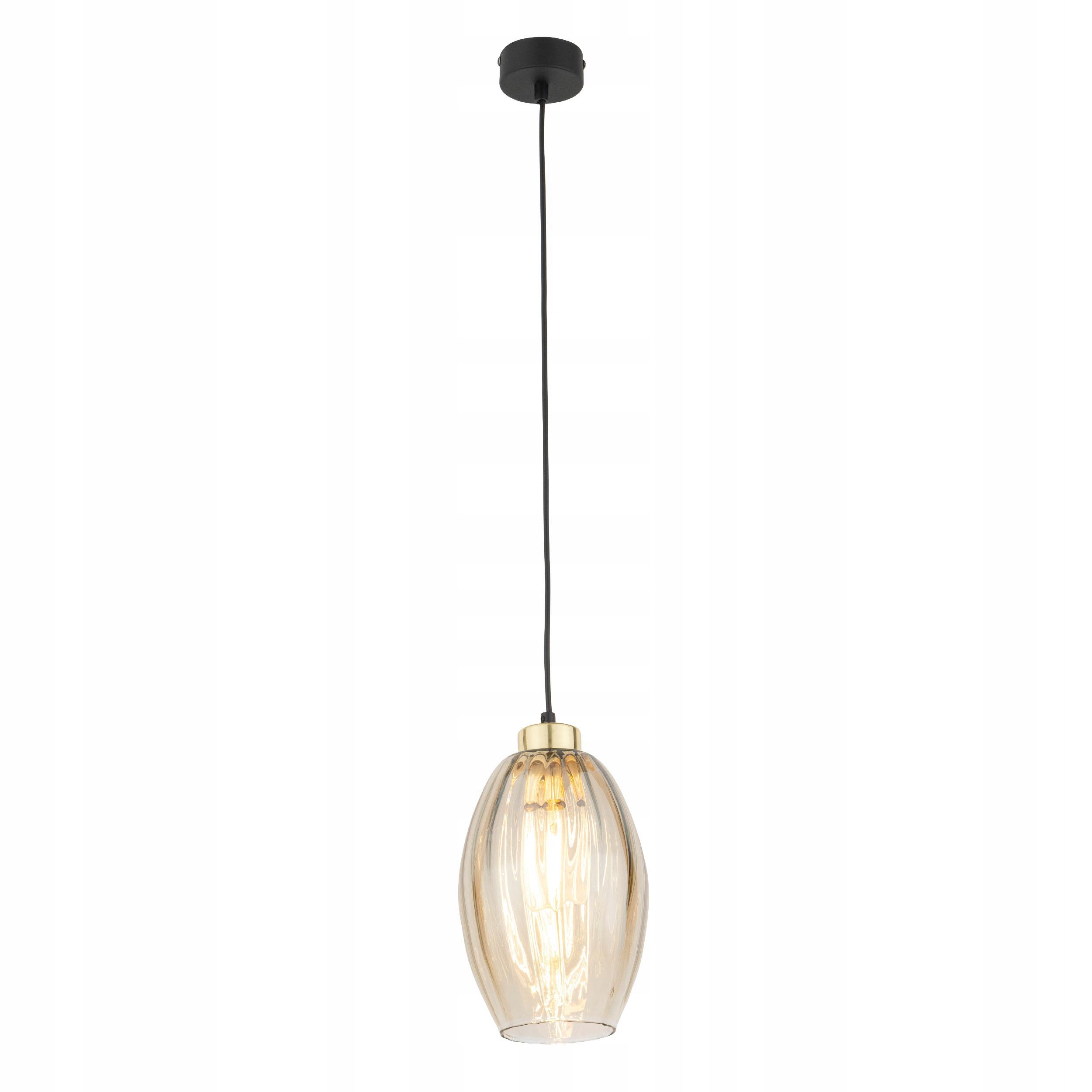 Závěsná lampa Sebo Černá Zlatá Skleněná Stínidlo 1xE27 Stropní Moderní Dům