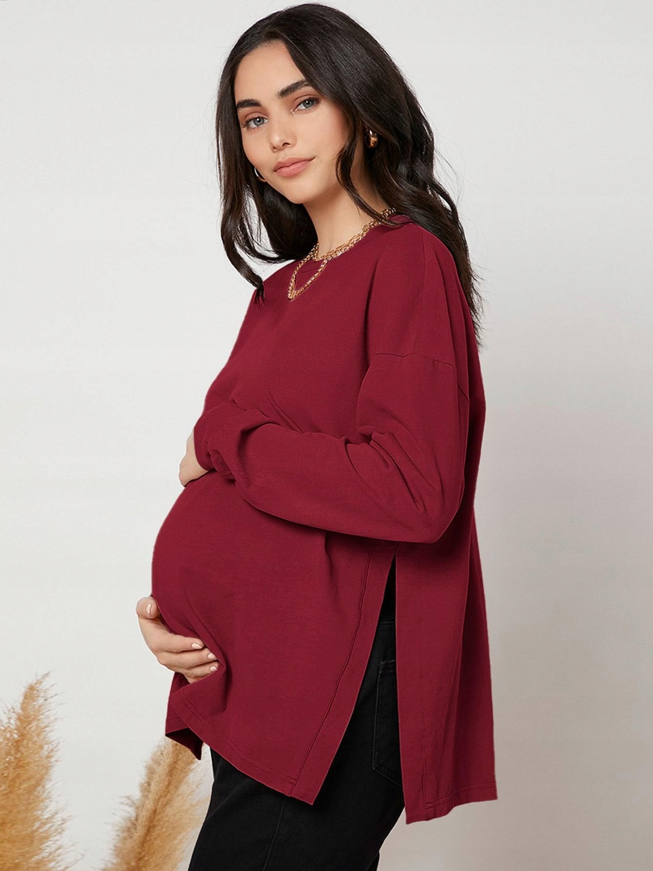 1G4B09 P21 SHEIN MATERNITY CZERWONA LEKKA BLUZA S Marka Shein
