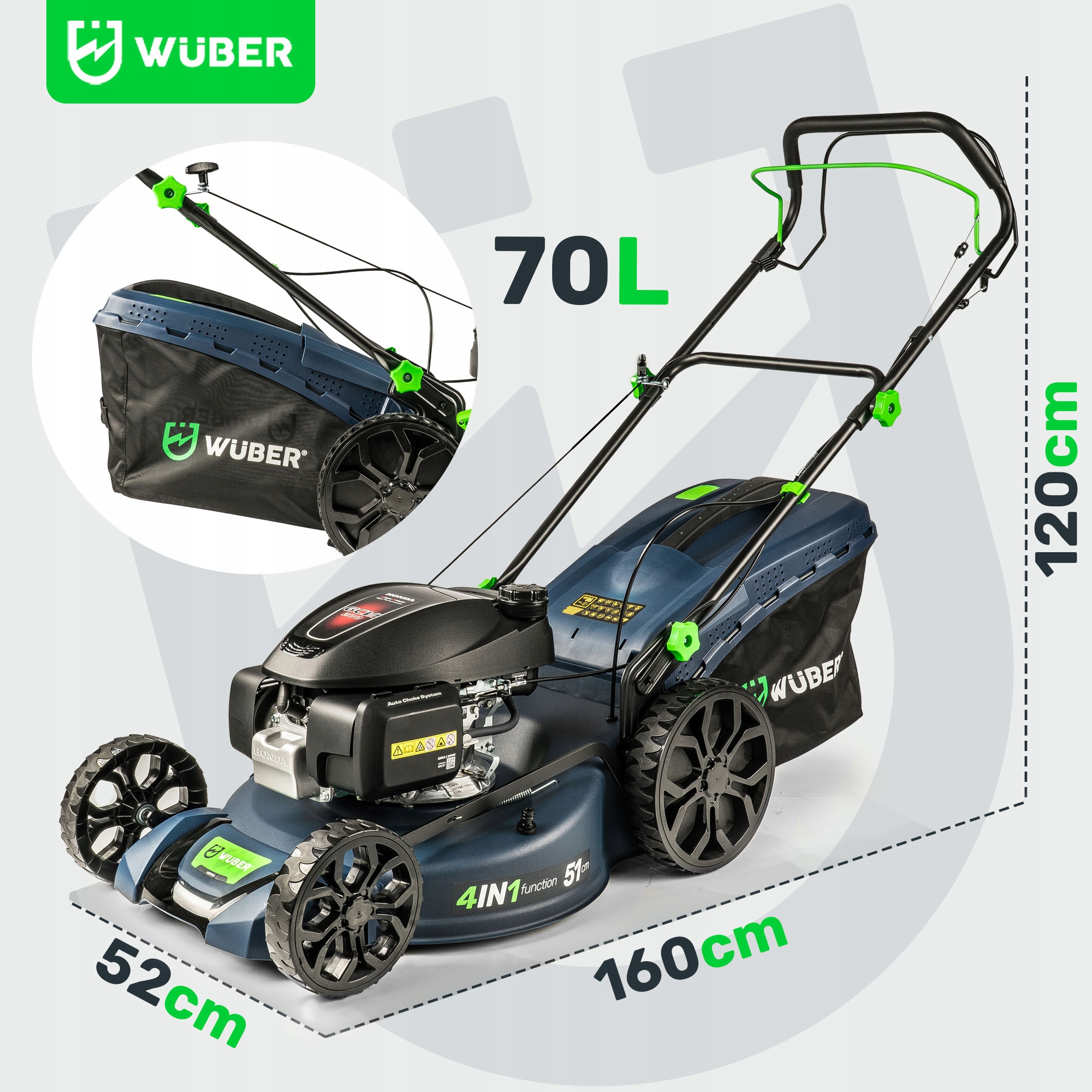 KOSIARKA SPALINOWA Z NAPĘDEM 5,7KM KOSZ 70L REG 30-80 MM SILNIK HONDA +OLEJ Seria KOSIARKA SPALINOWA DO TRAWY Z NAPĘDEM