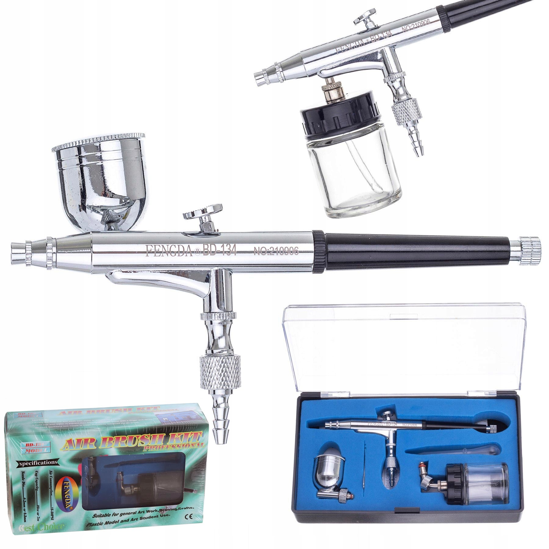 Originální Aerograf Fengda Double Action BD-134 0,3 mm 2 výklopné nádrže