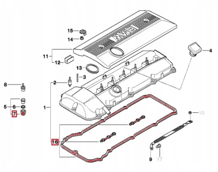 USZCZELKA POKRYWY ZAWORÓW KAPY BMW E39 520 523i Producent części Elring