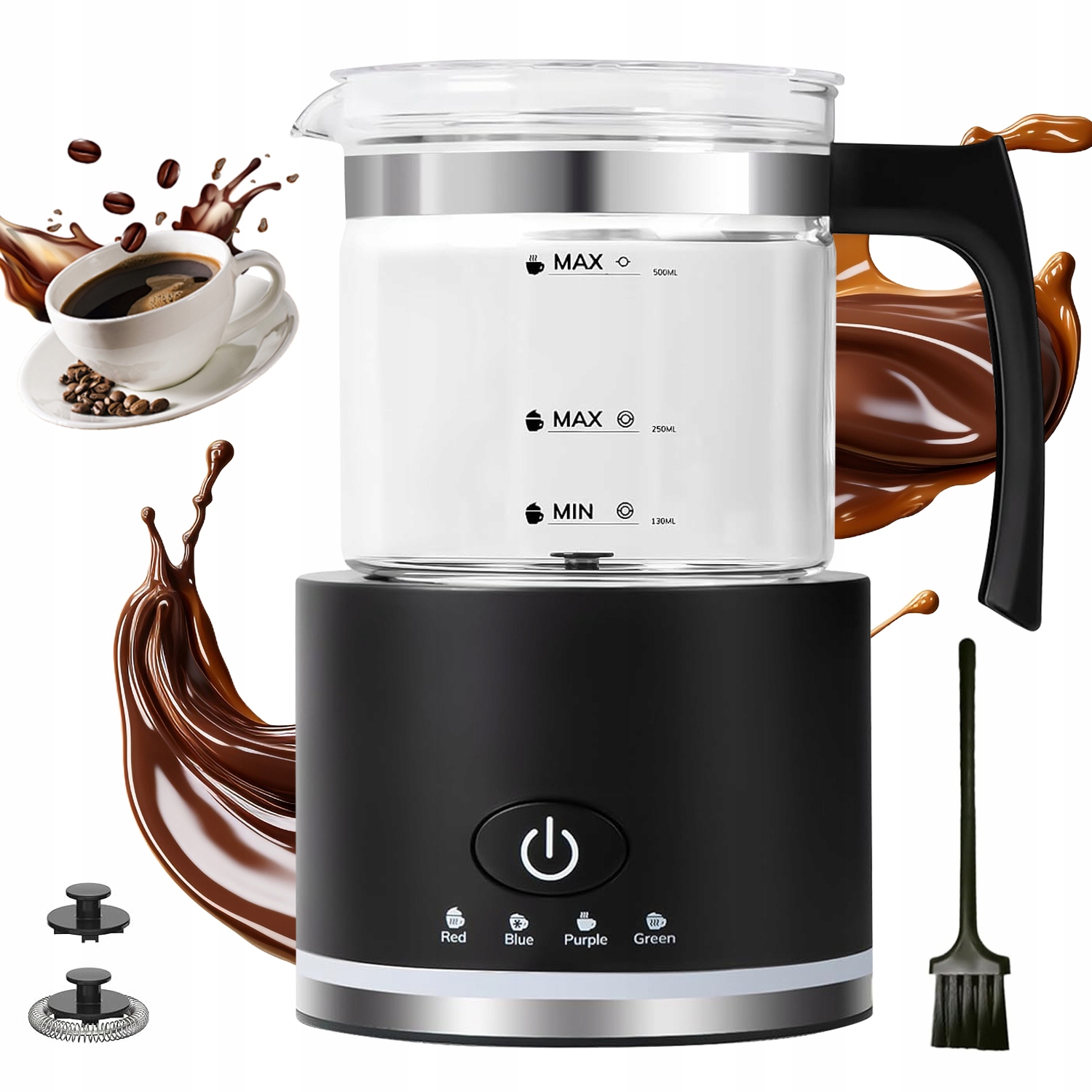 Napěňovač Mléka Ohřívač 4 Režimy 600 W 500 ML Černý