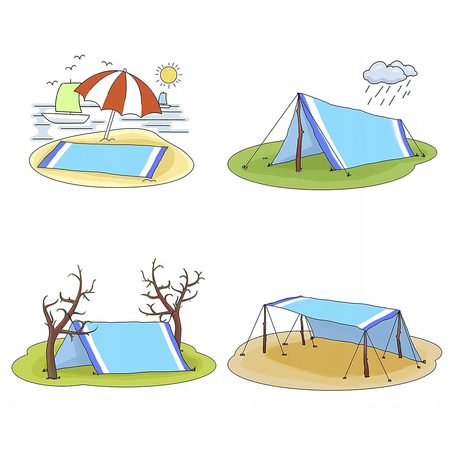 MATA PLAŻOWA, KOC PLAŻOWY PIKNIKOWY WODOODPORNA, PRZENOŚNY MATA KEMPINGOWA Waga 350 g