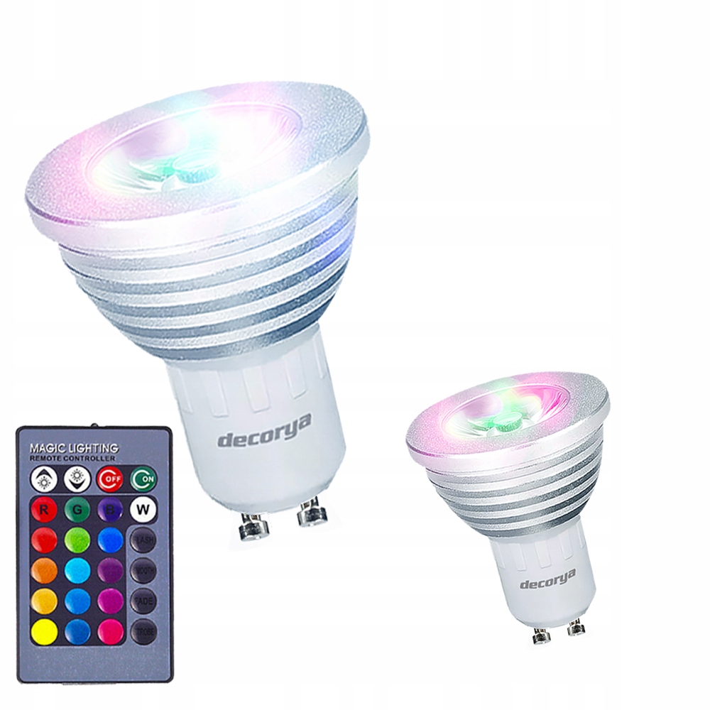 

Żarówka Led GU10 3W=20W Rgb Zestaw 2SZT+PILOT